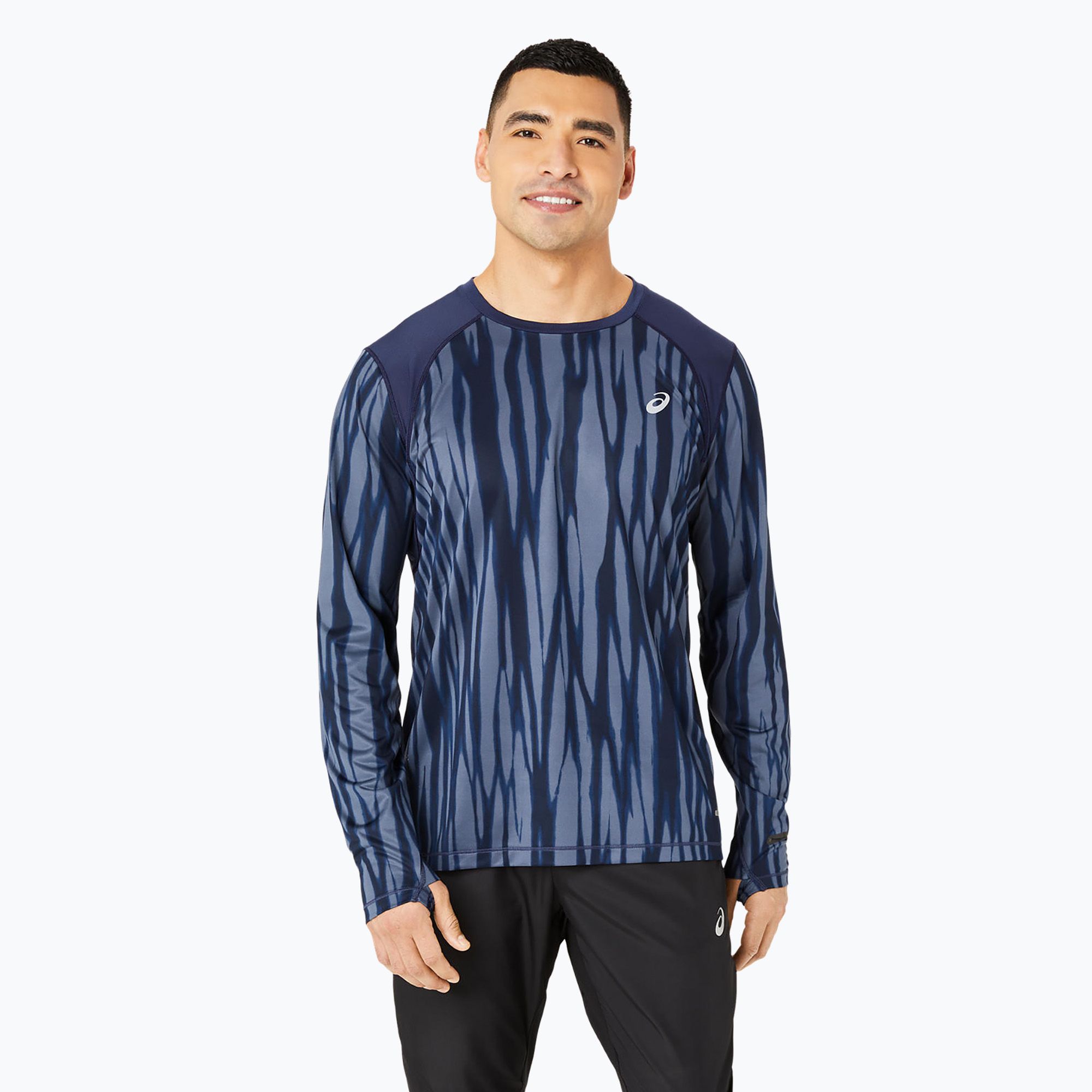 Longsleeve do biegania męski ASICS Road All Over Print blue expanse/midnight 