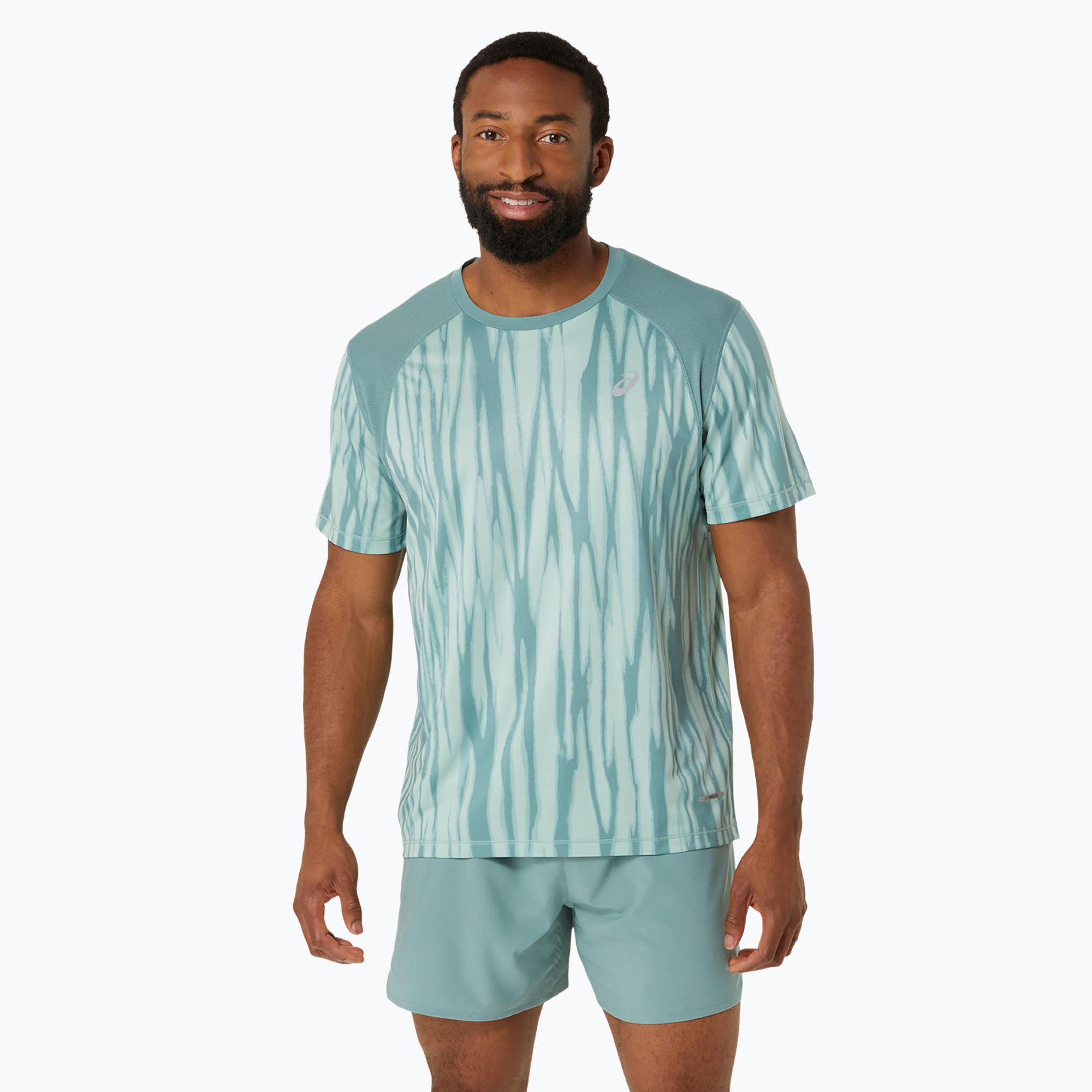 Koszulka do biegania męska ASICS Road All Over Print Top light celadon/celadon 