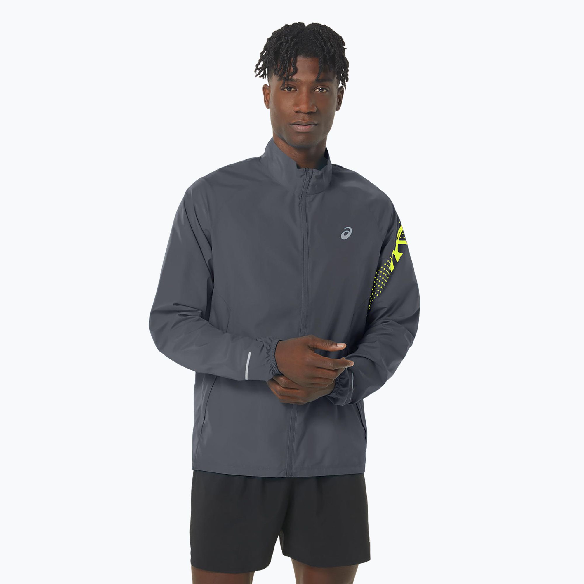 Kurtka do biegania męska ASICS Icon carrier grey/safety yellow 