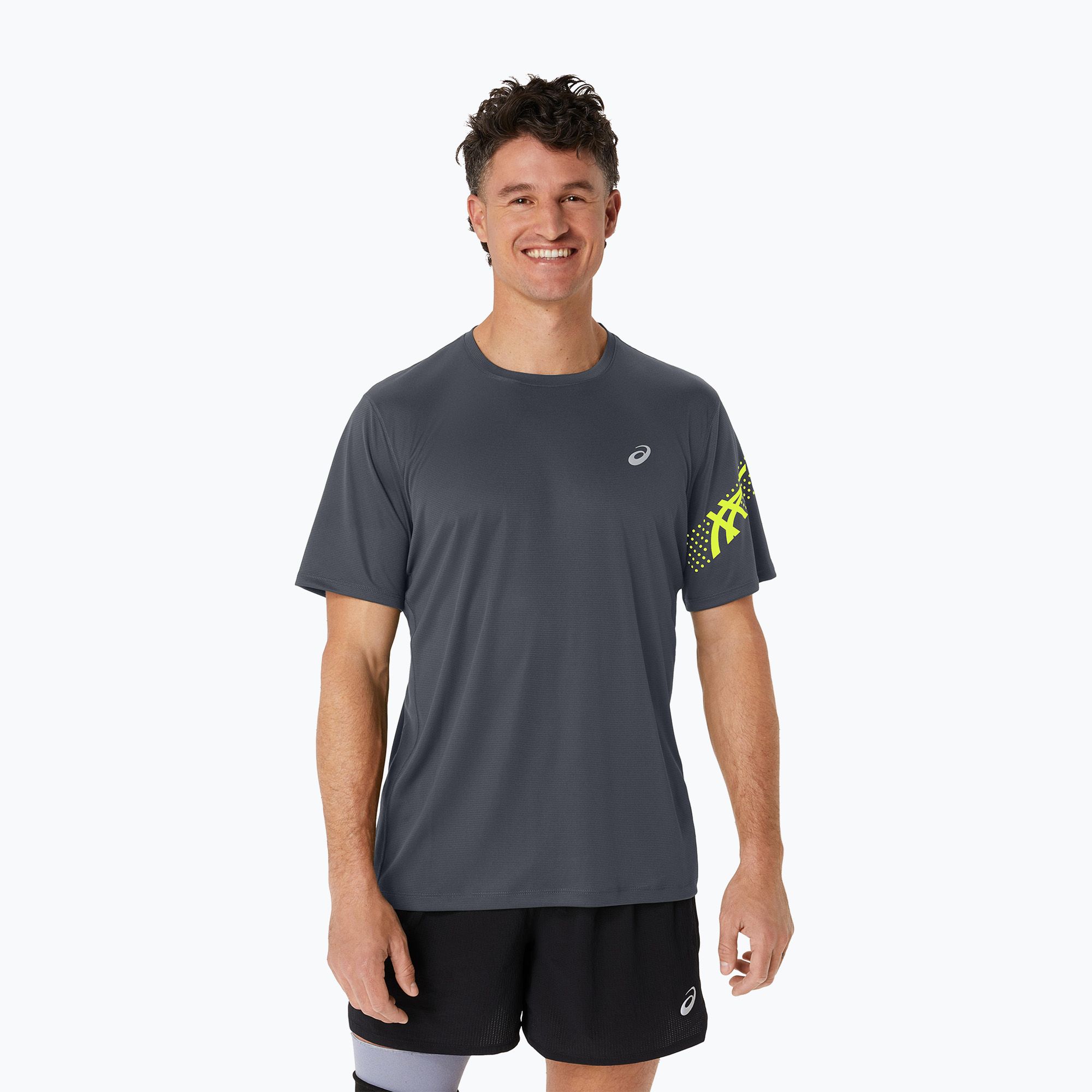 Koszulka do biegania męska ASICS Icon Top carrier grey/safety yellow 