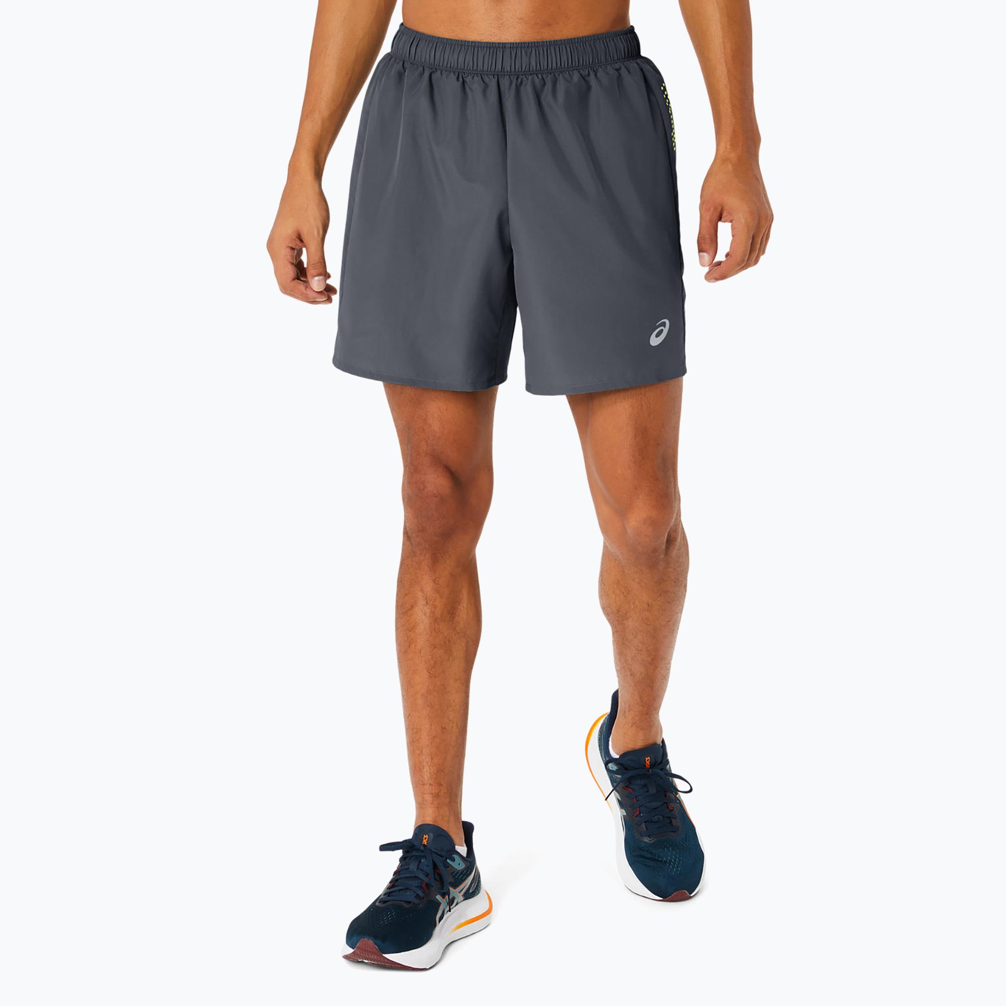 Spodenki do biegania męskie ASICS Icon performance carrier grey/safety yellow 