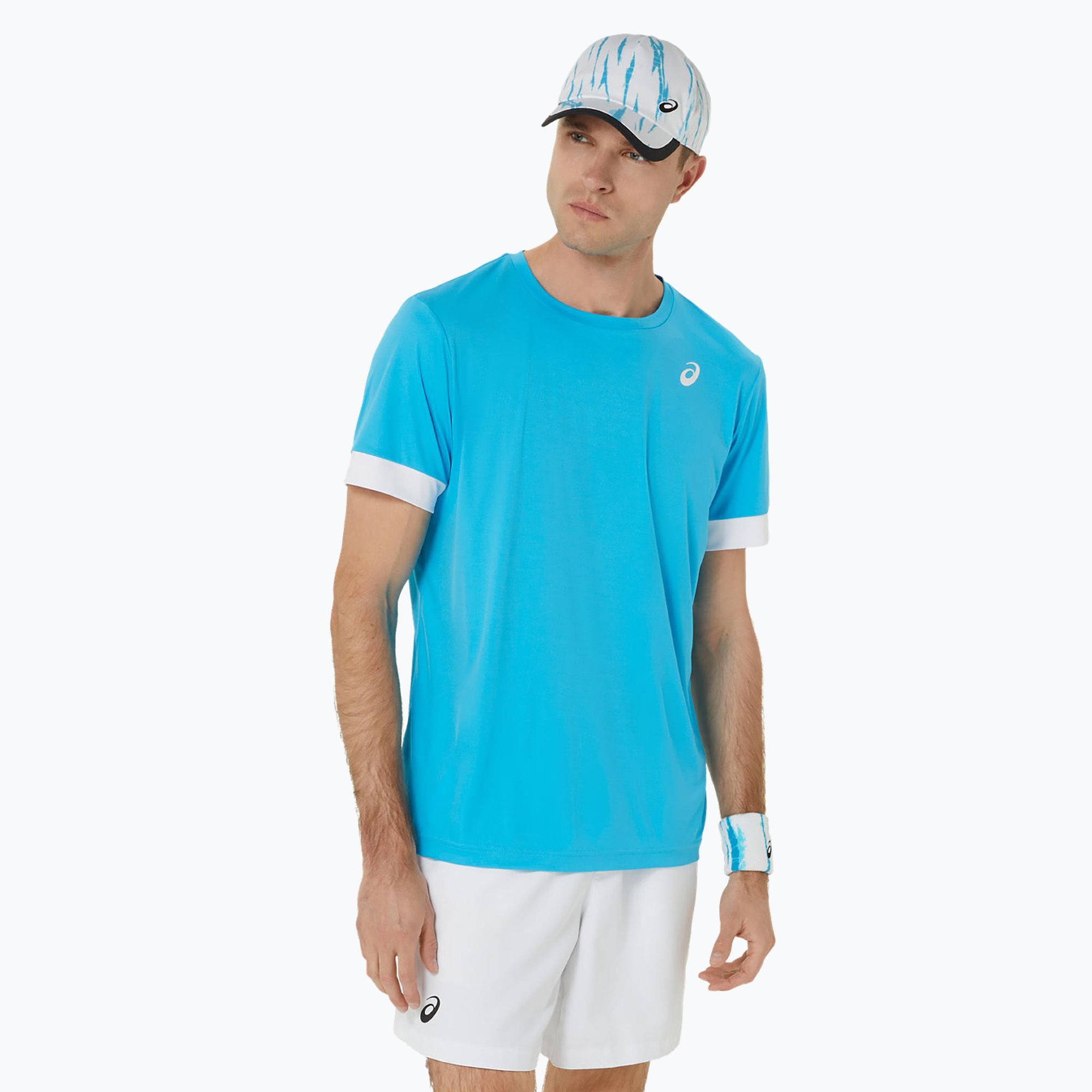 Koszulka tenisowa męska ASICS Court SS Top digital aqua/brilliant white 