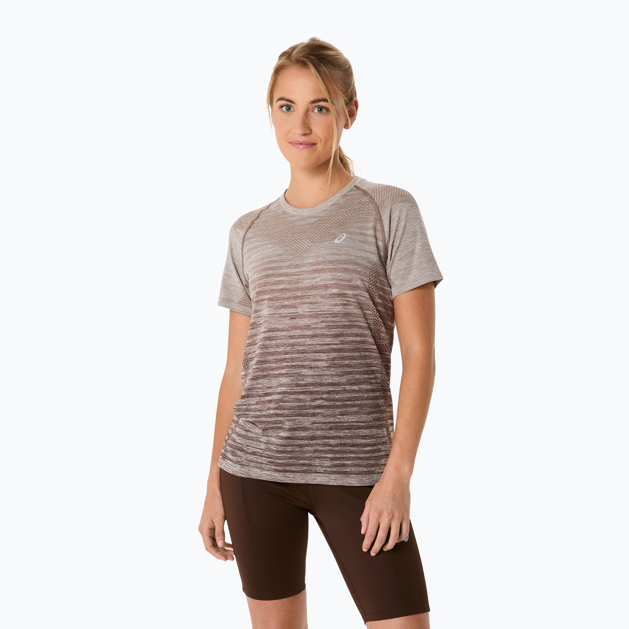 Koszulka do biegania damska ASICS Seamless taupe grey/coffee 