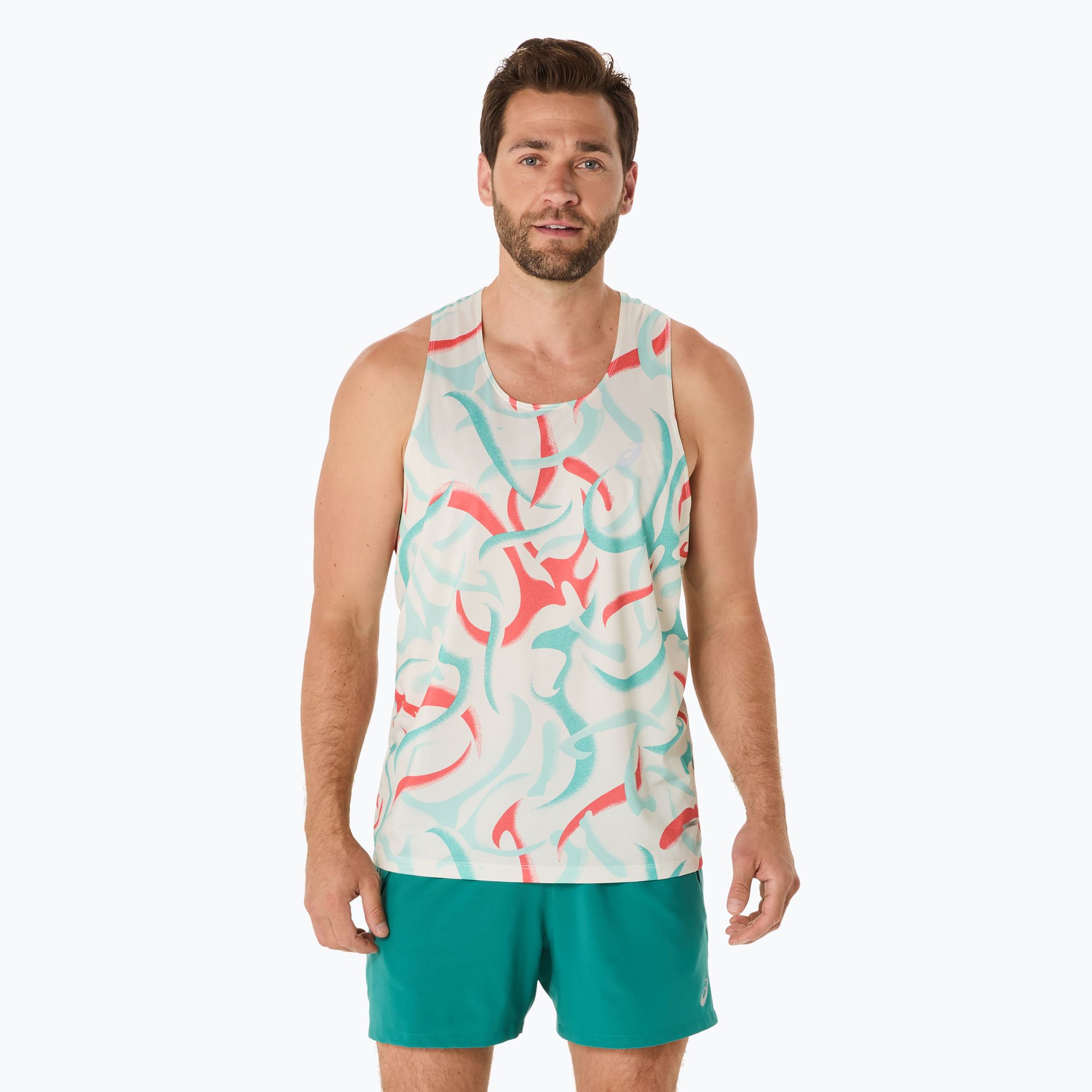 Koszulka do biegania męska ASICS  Road All Over Print Singlet birch 