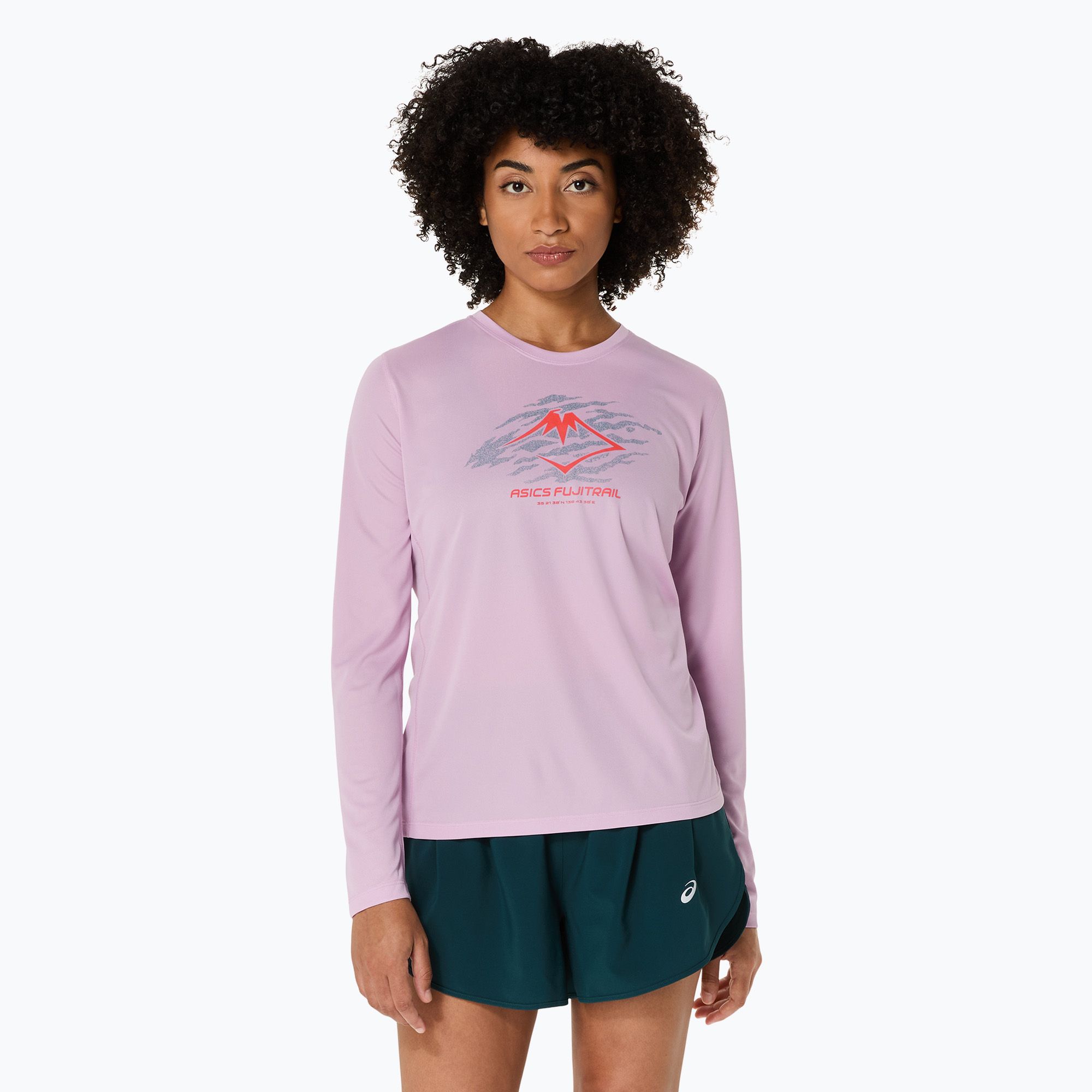 Longsleeve do biegania damski ASICS Fujitrail Logo light ube 