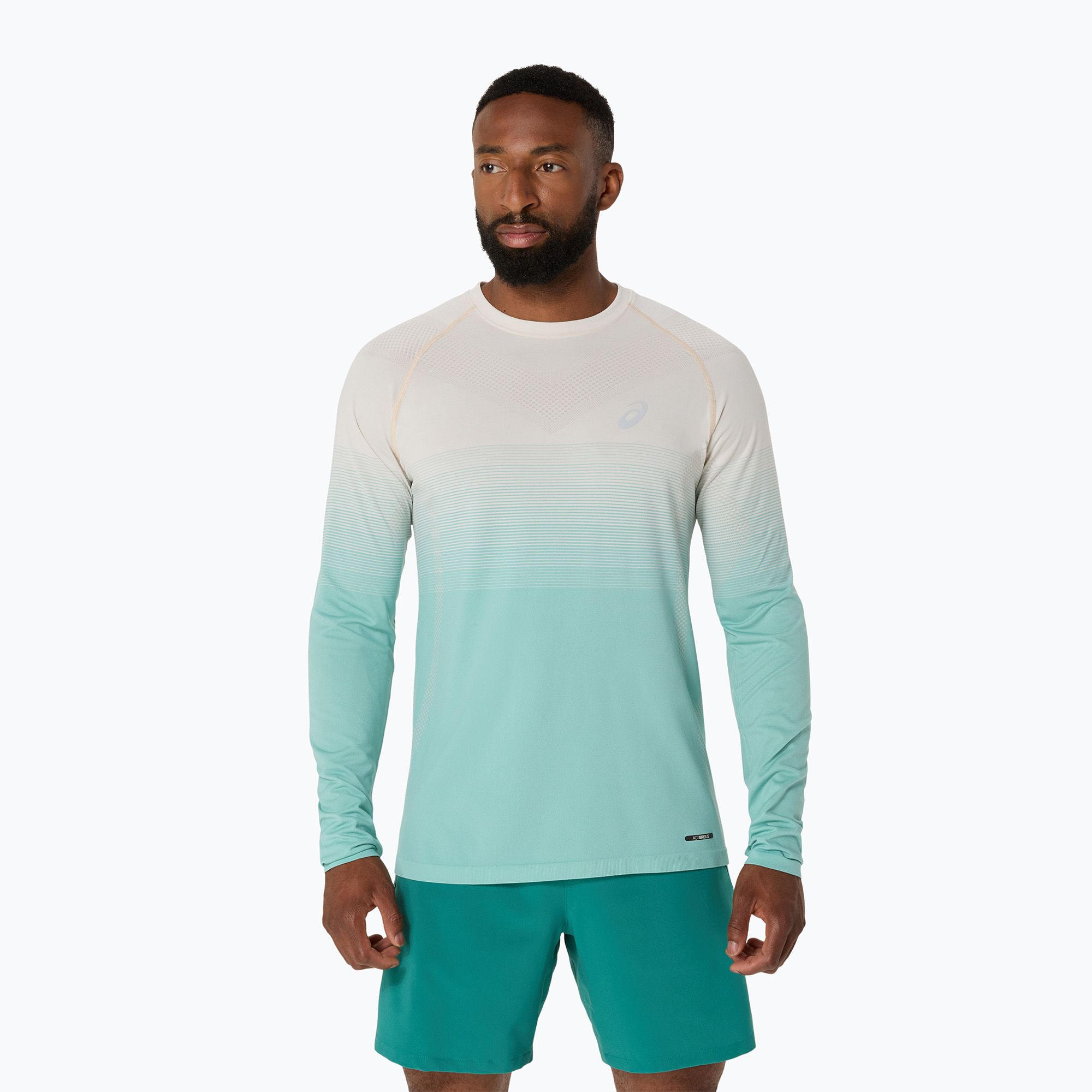 Longsleeve do biegania męski ASICS Seamless birch/oasis green 
