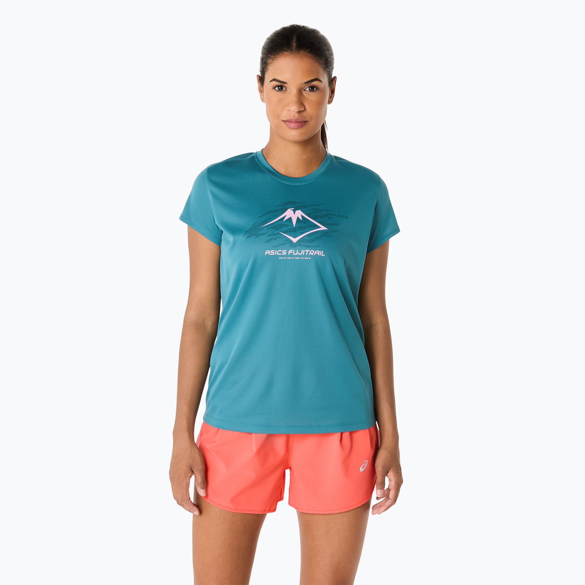 Koszulka do biegania damska ASICS Fujitrail Logo atlantis blue 