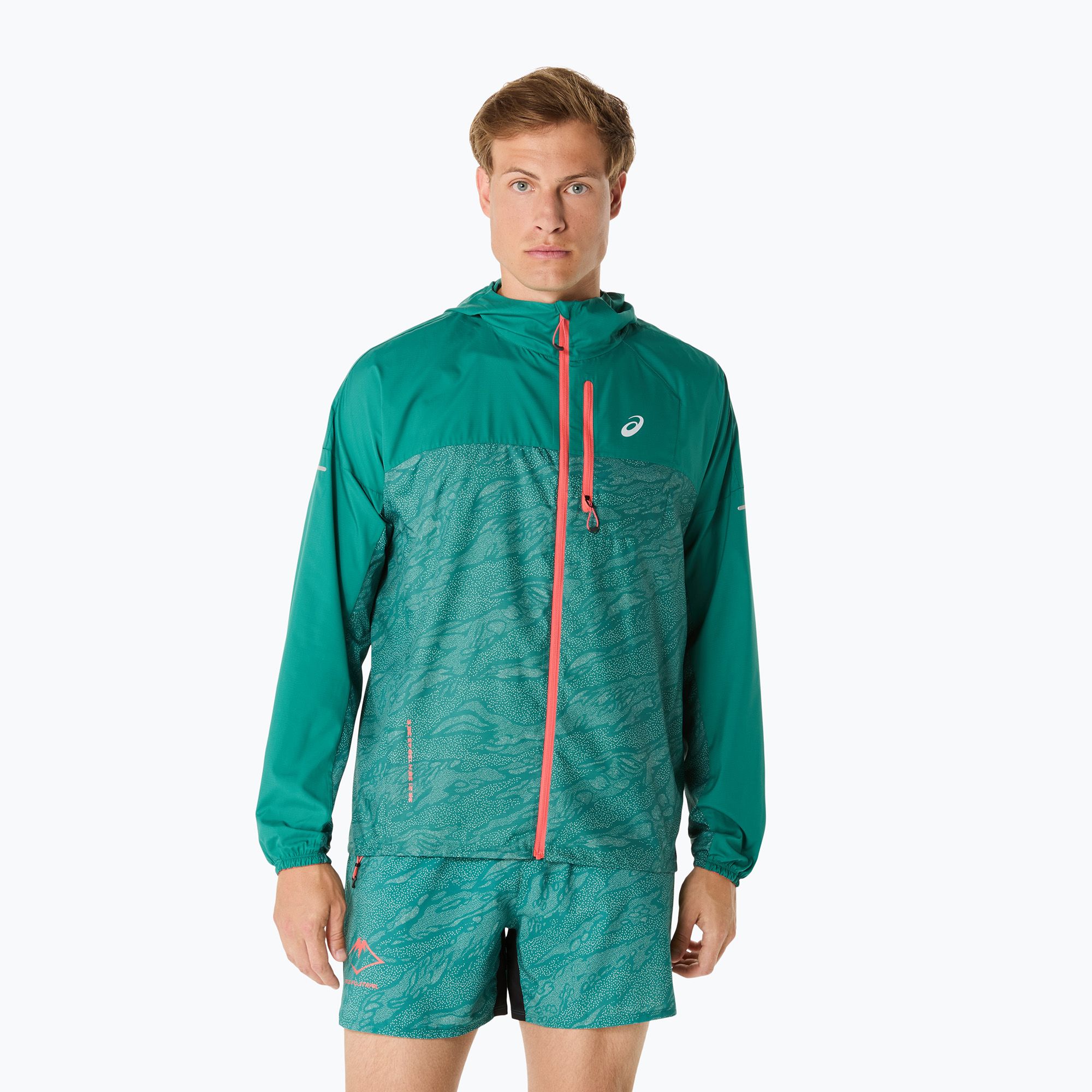 Kurtka do biegania męska ASICS Fujitrail Packable rainy lake/birch 