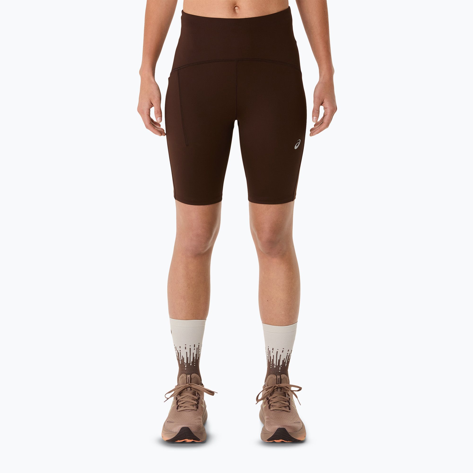 Spodenki do biegania damskie ASICS Road High Waist 8IN Sprinter coffee 