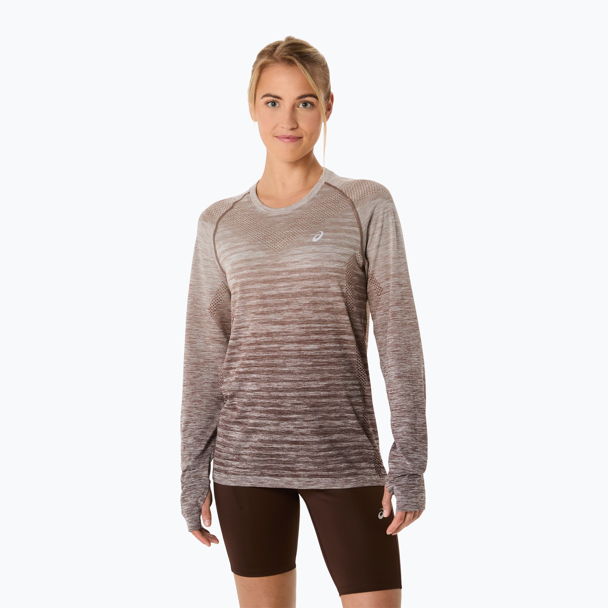 Longsleeve do biegania damski ASICS Seamless taupe grey/coffee 