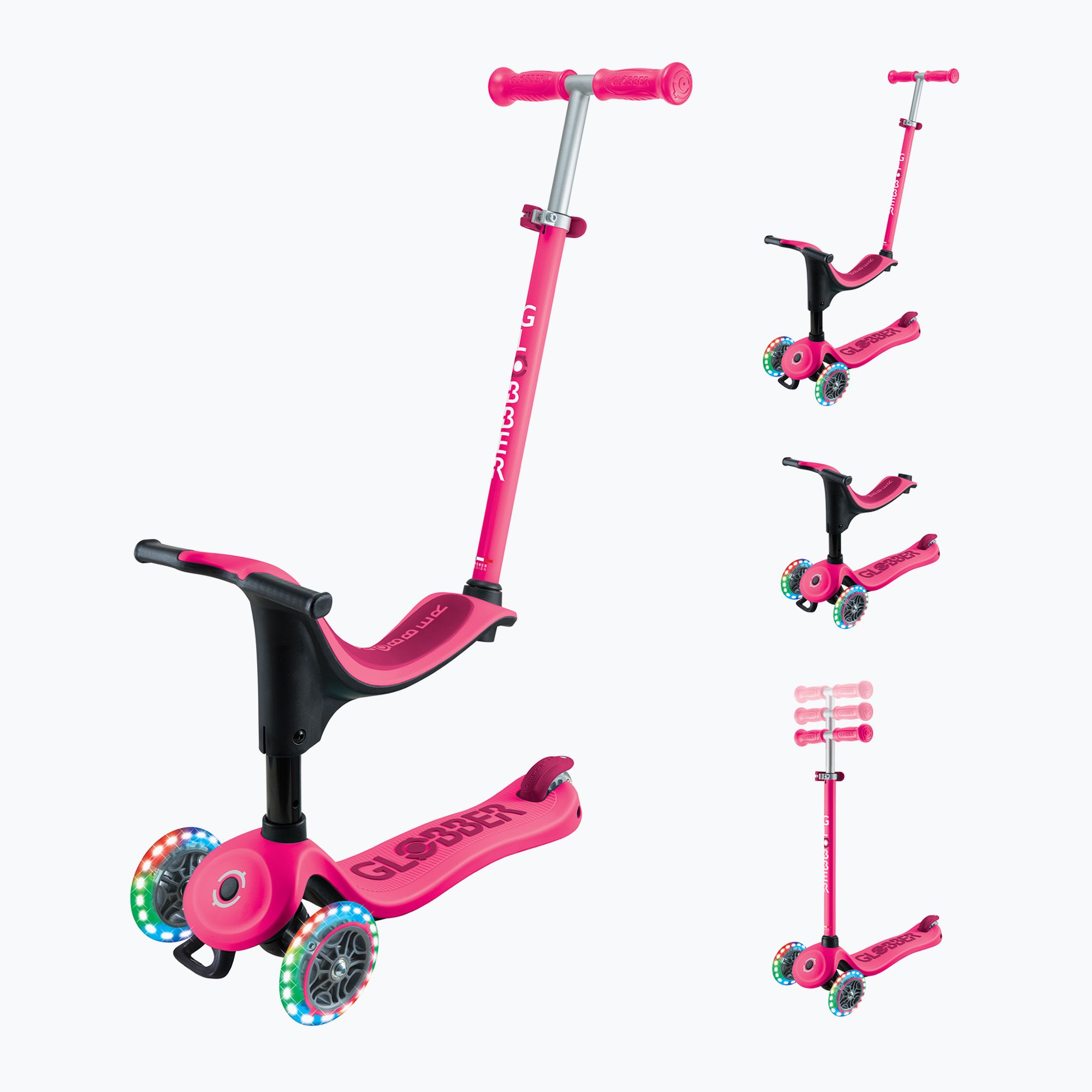 Hulajnoga trójkołowa dziecięca Globber Go.Up Sporty Lights fuchsia 