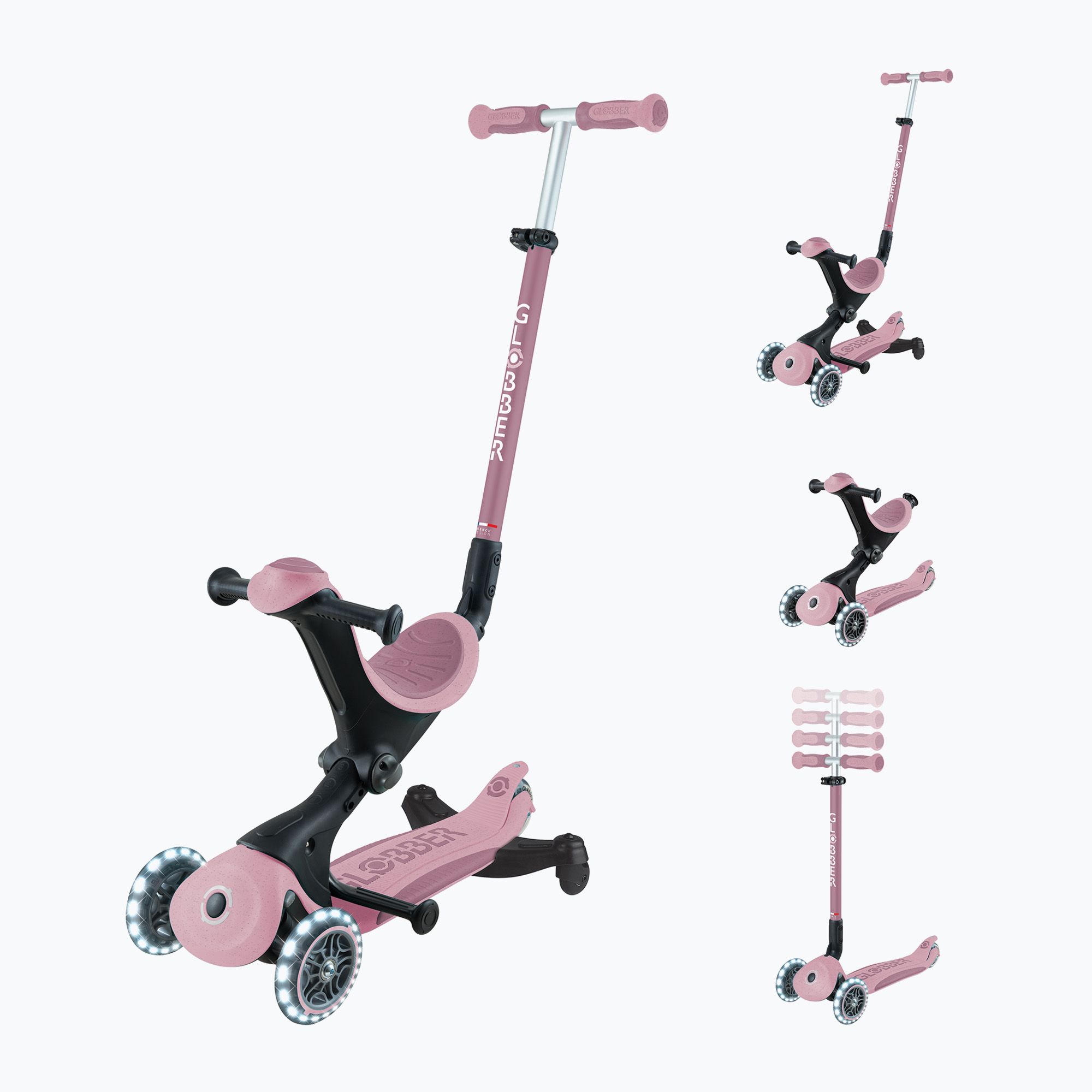 Hulajnoga trójkołowa dziecięca Globber Go.Up Deluxe Lights Ecologic 360 berry 