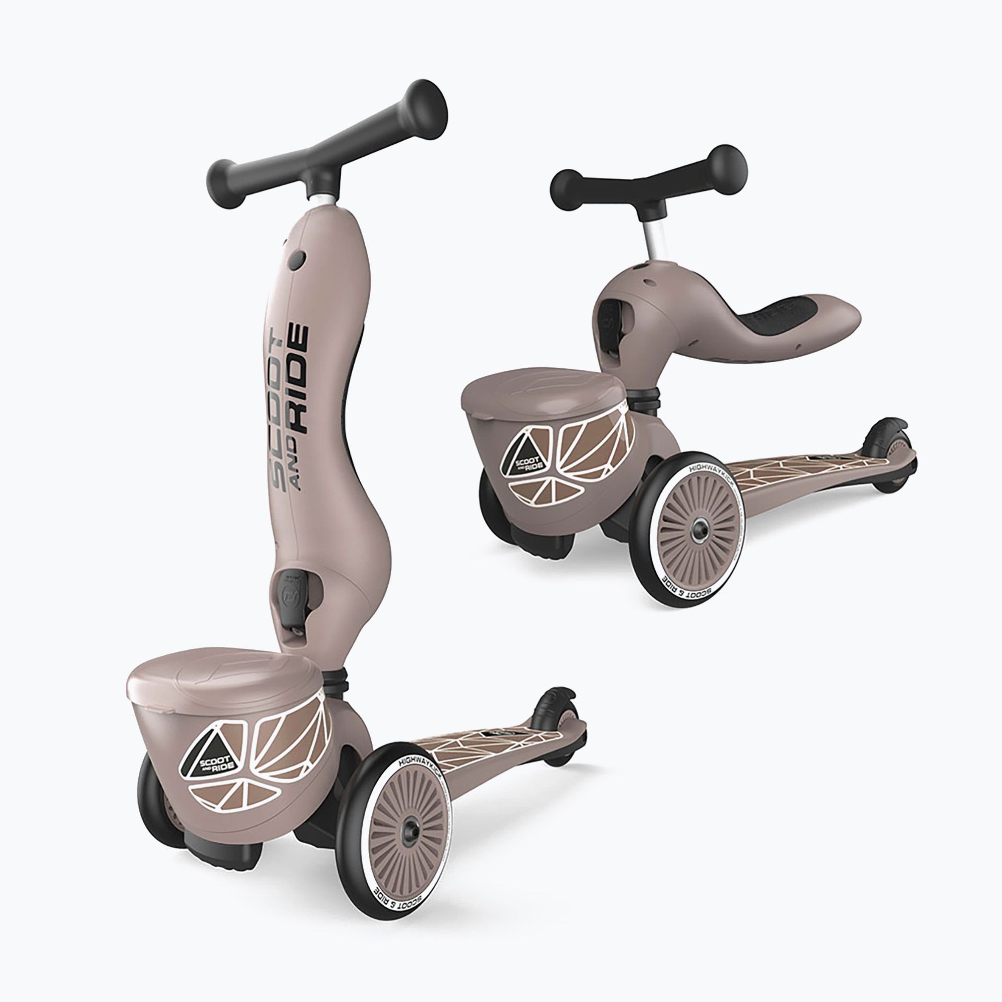 Hulajnoga trójkołowa dziecięca Scoot & Ride Highwaykick 1 Lifestyle brown lines 