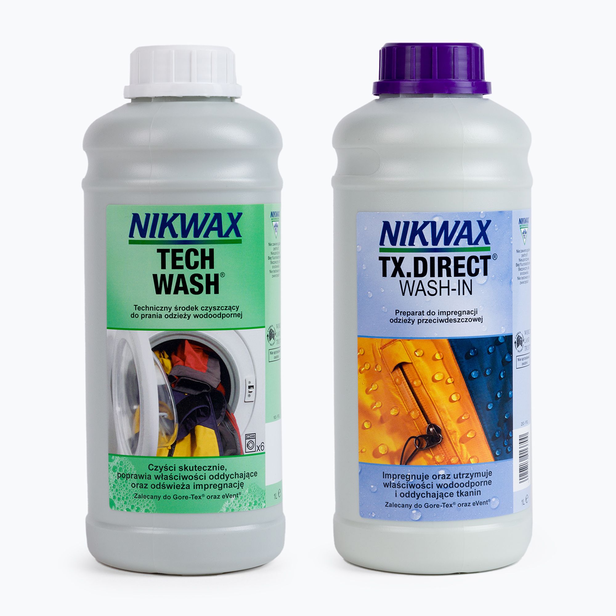 Zestaw do pielęgnacji odzieży i sprzętu outdoor Nikwax Tech Wash + TX-Direct 2 x 1000 ml 