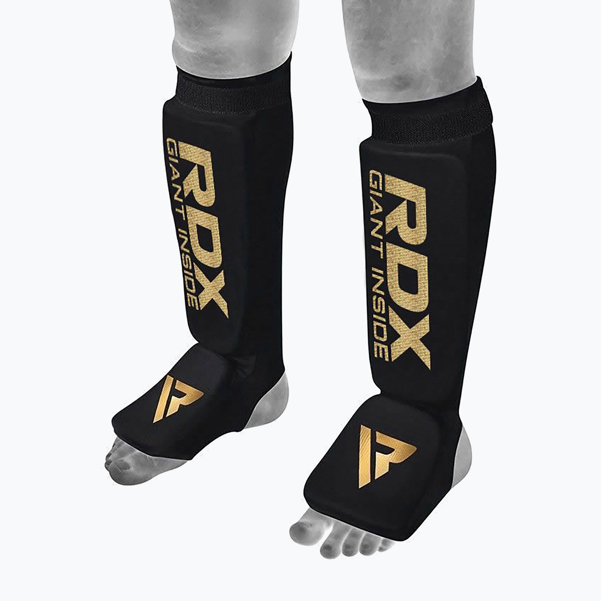 Ochraniacze piszczeli i stóp RDX Hosiery Shin Instep Foam black/gold 