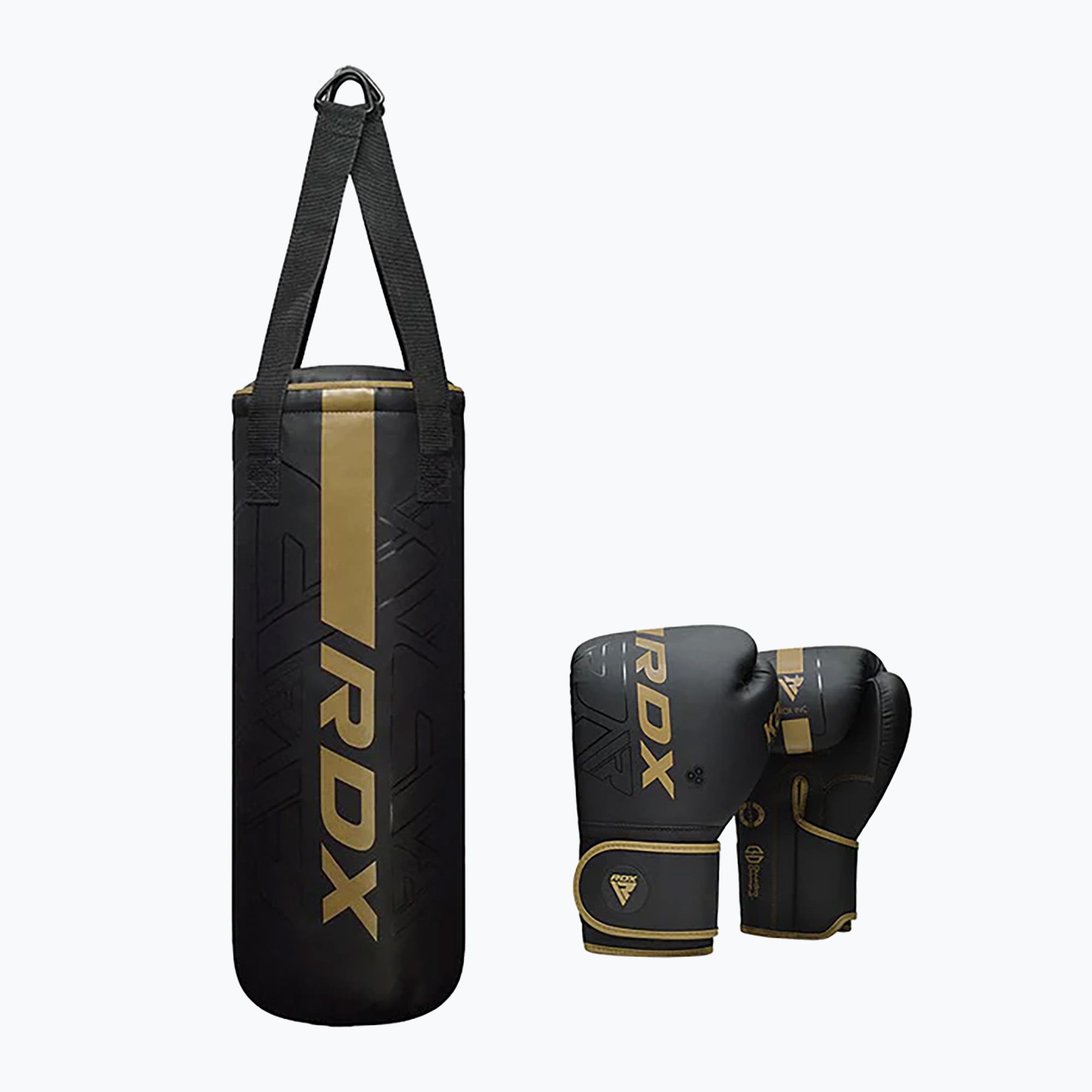 Worek bokserski RDX F6 Junior Punch Bag + Boxing Gloves matte gold 