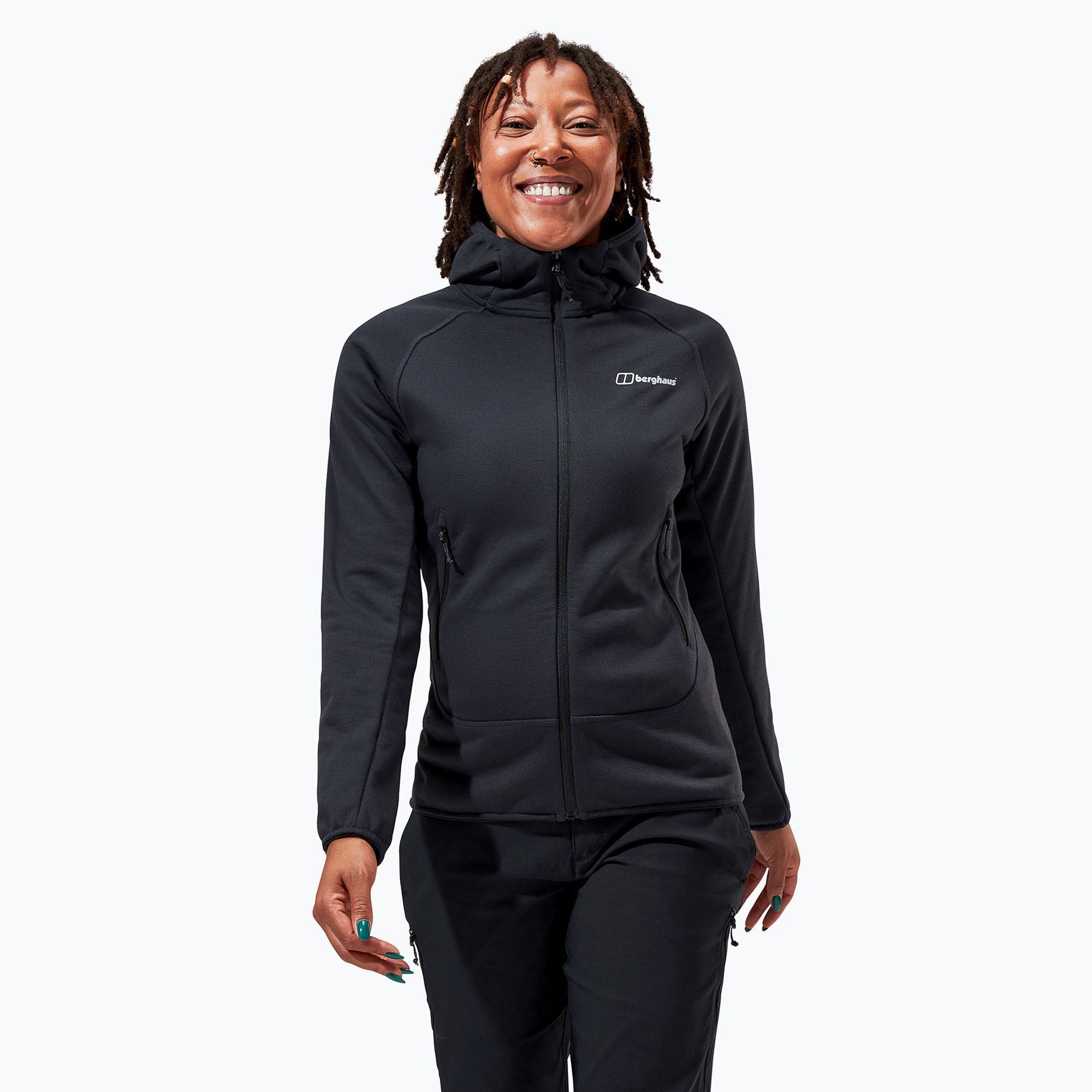 Bluza polarowa damska Berghaus Heuberg Hoody jet black/grey pinstripe marl 
