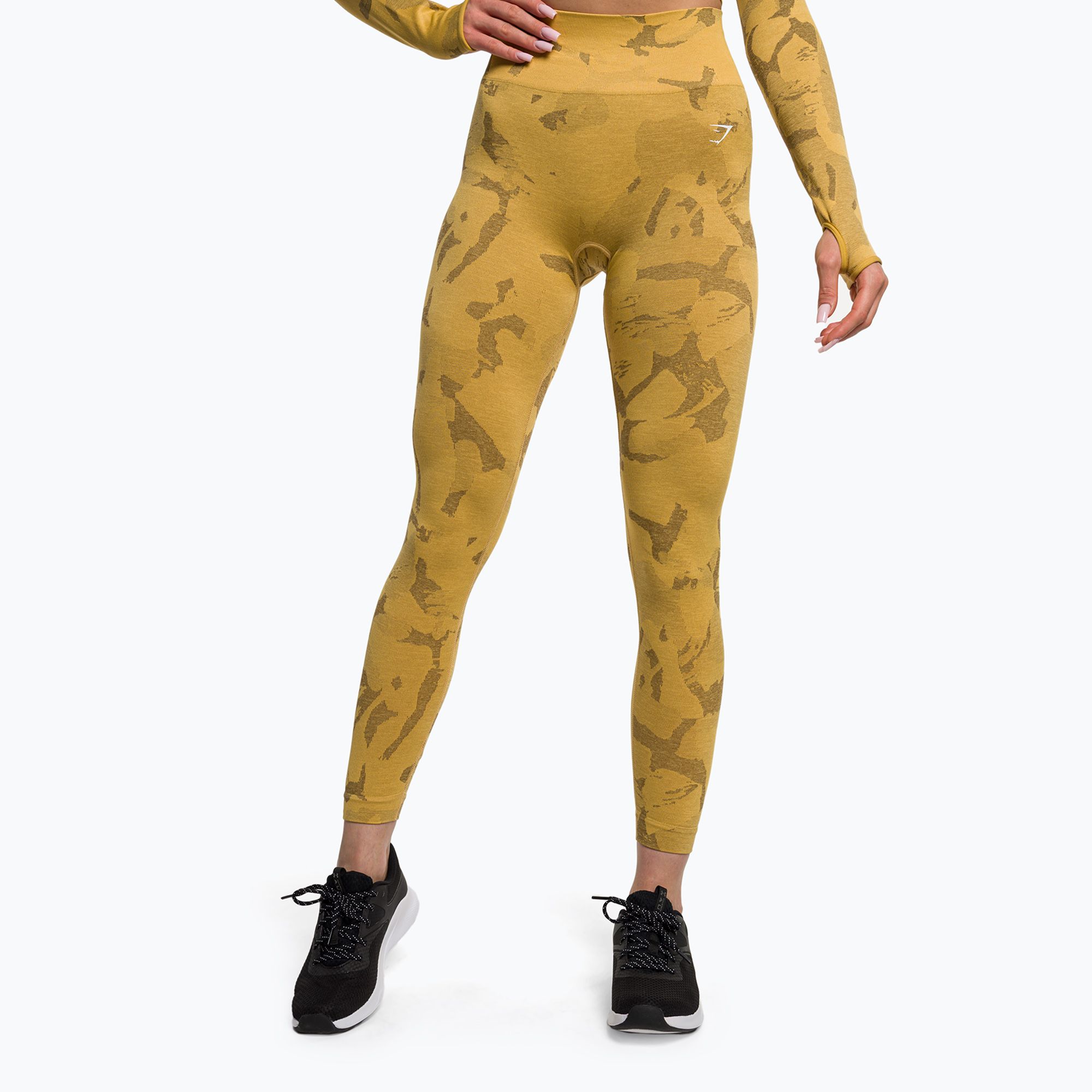 Legginsy treningowe damskie Gymshark Adapt Camo Savanna Seamless yellow/white 