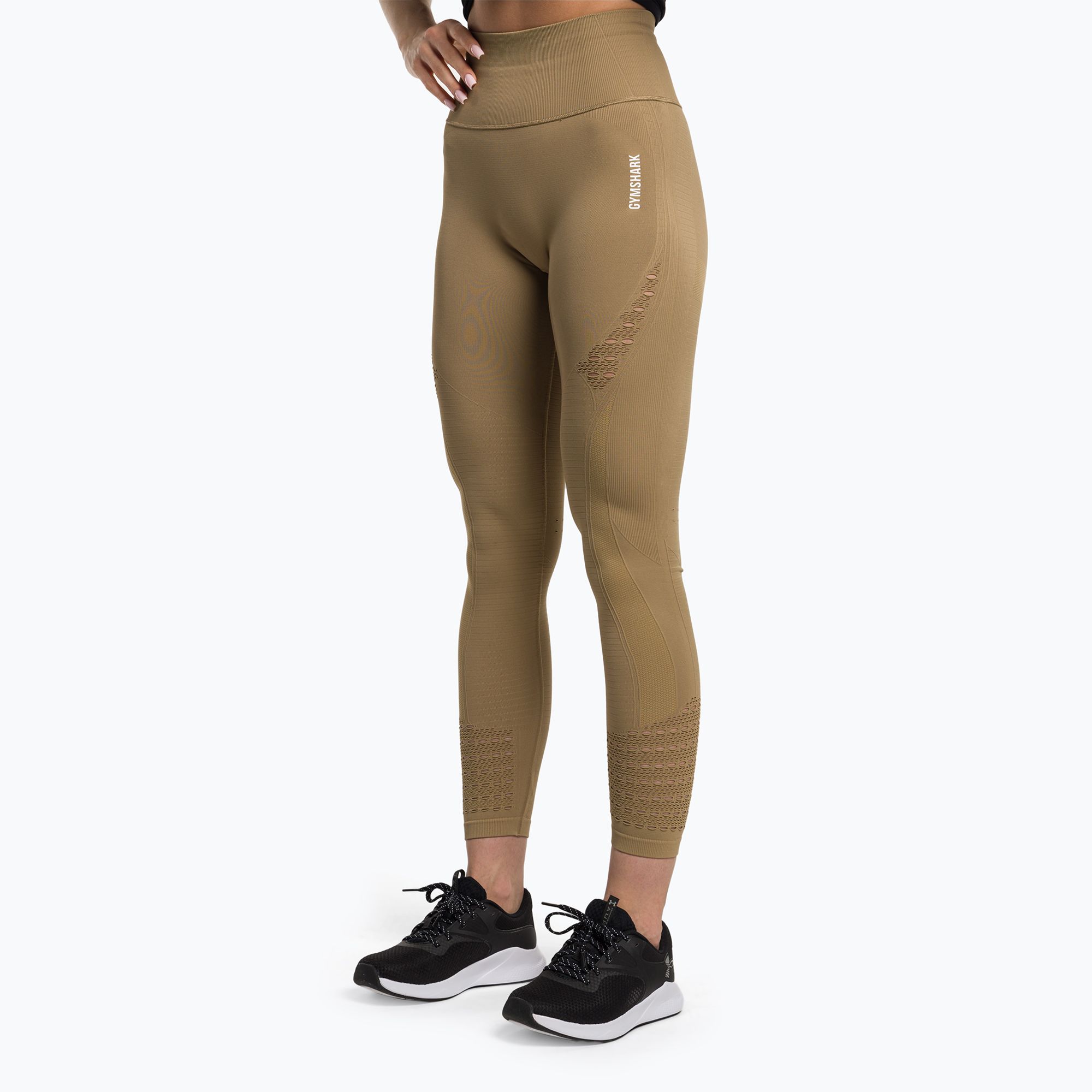 Legginsy treningowe damskie Gymshark Energy Seamless biscotti brown/white 