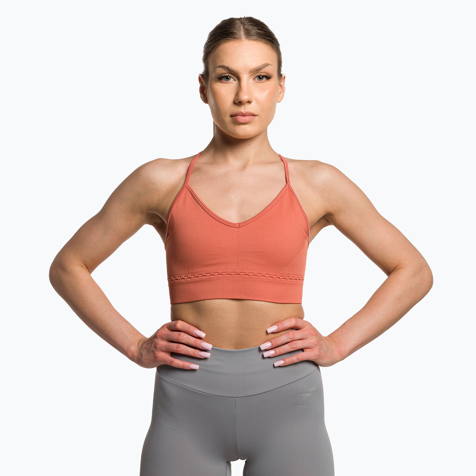 Biustonosz treningowy Gymshark Studio Sports earth orange 