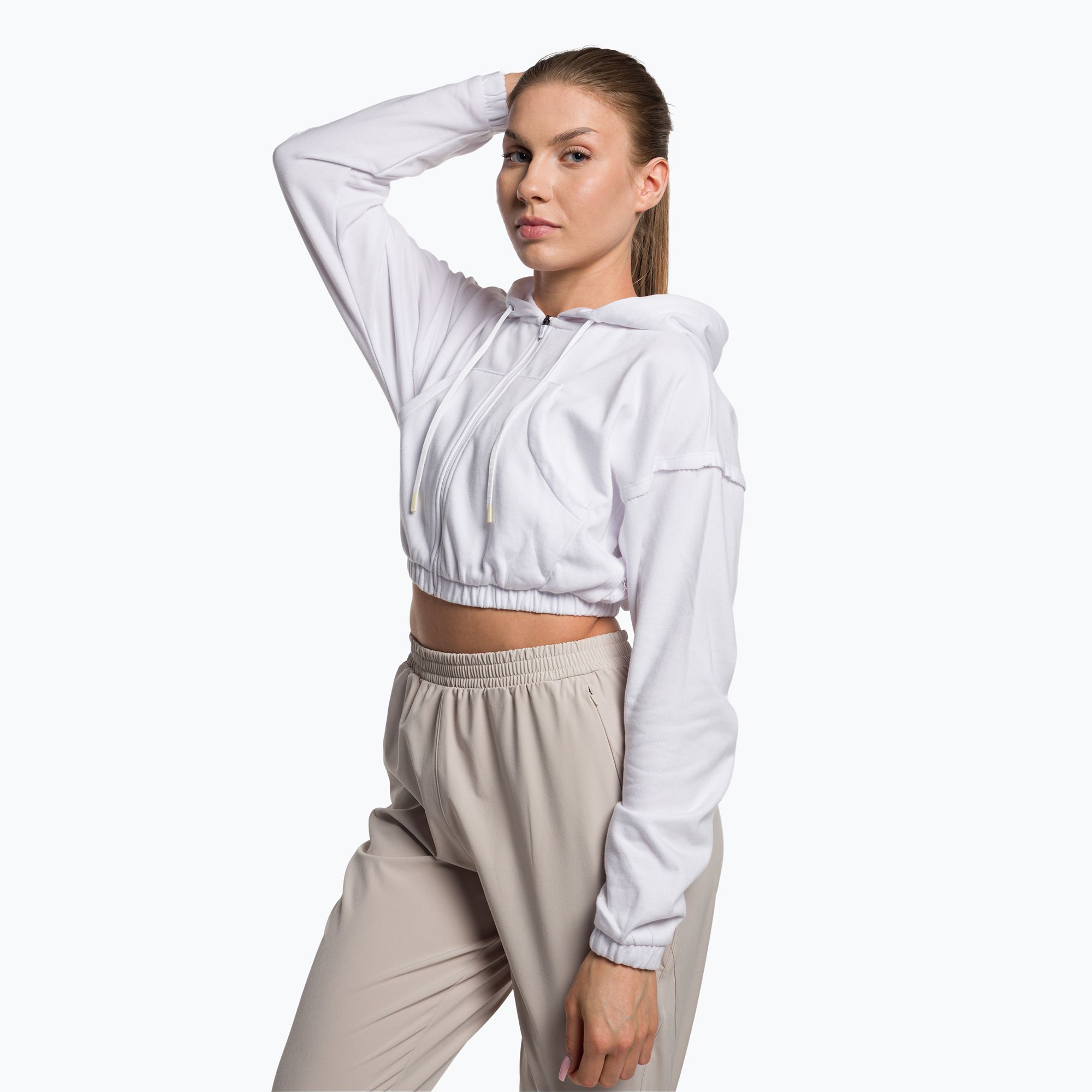 Bluza treningowa damska Gymshark KK Twins Zip Up Crop white 
