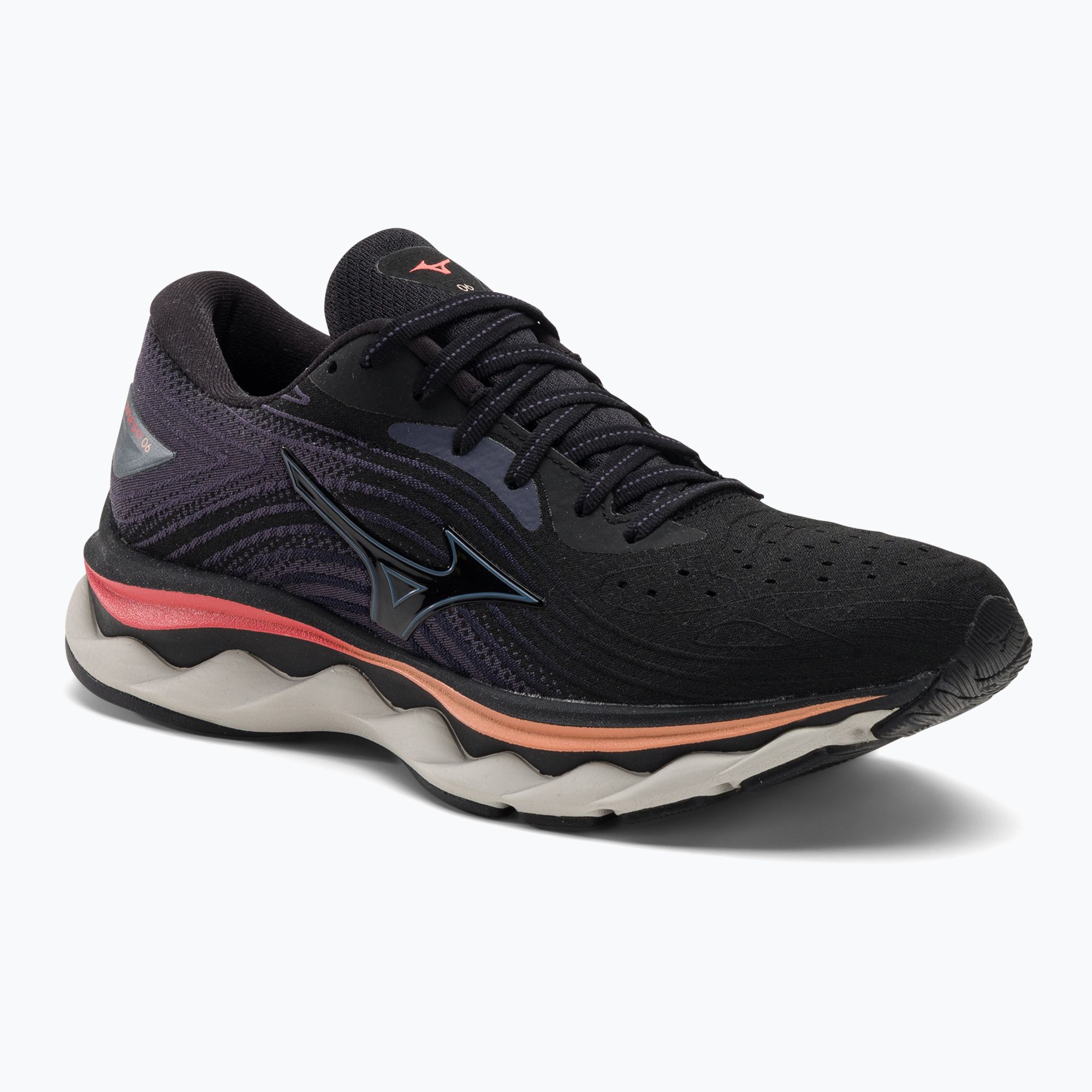 Buty do biegania damskie Mizuno Wave Sky 6 black/quicksilver/hot coral 