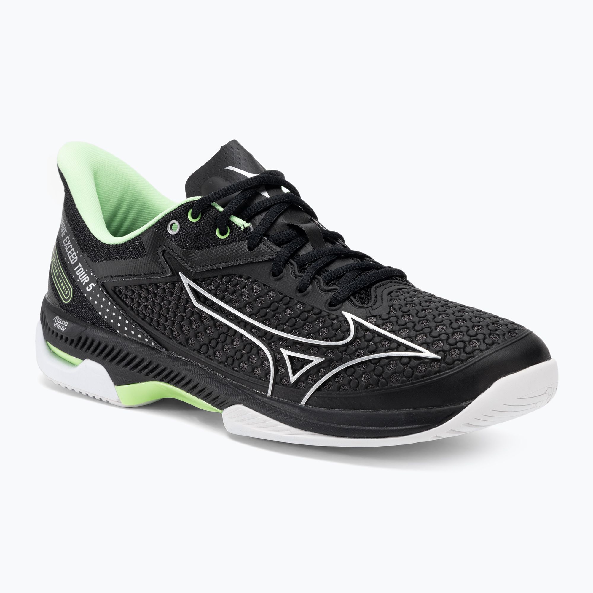 Buty do tenisa męskie Mizuno Wave Exceed Tour 5 AC black/silver/techno green 