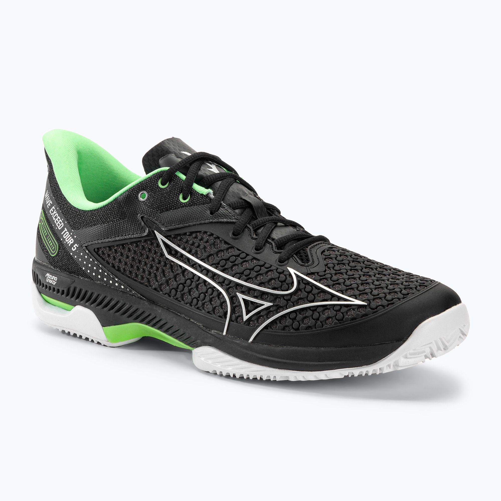 Buty do tenisa męskie Mizuno Wave Exceed Tour 5 CC black/silver/techno green 