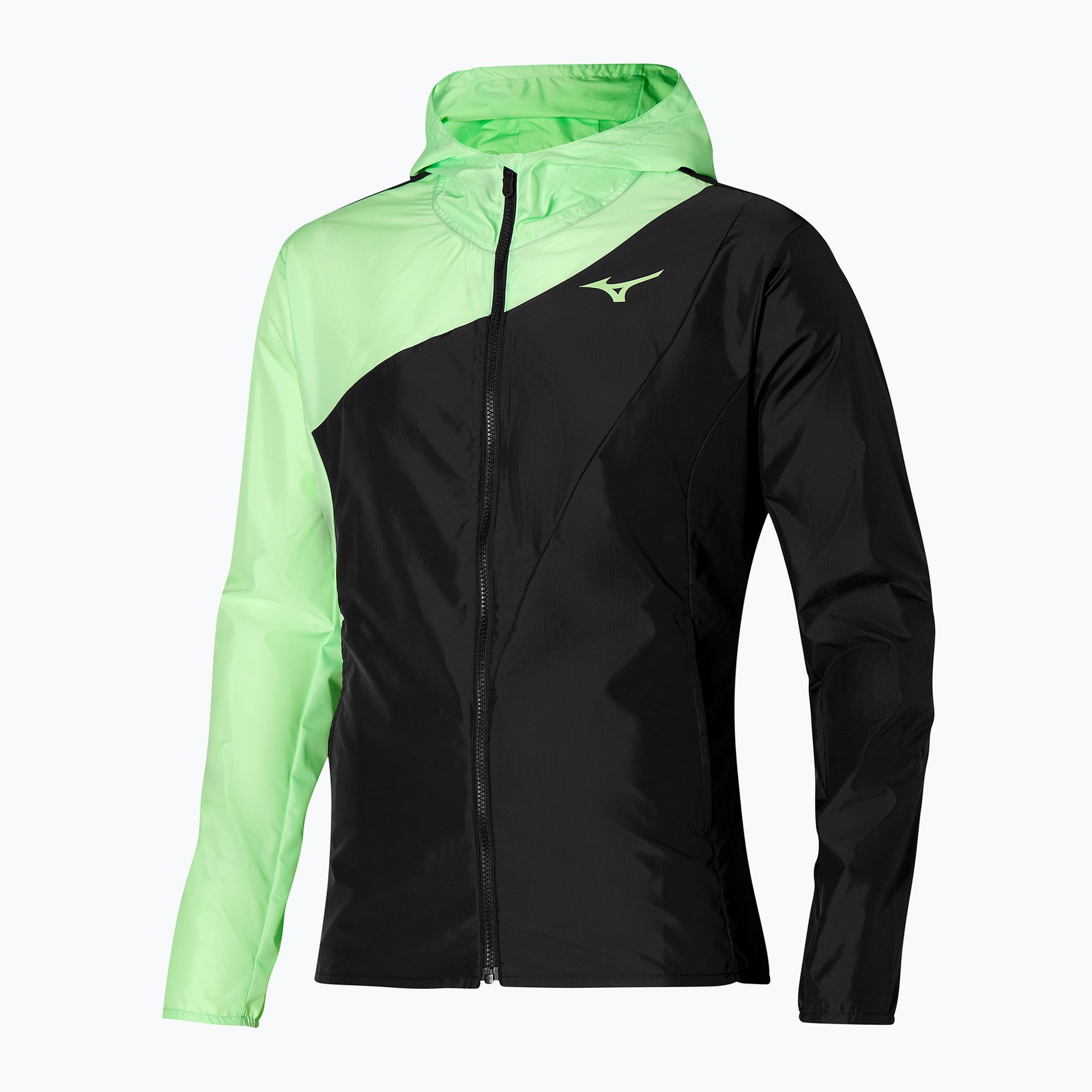 Kurtka tenisowa męska Mizuno Release Hooded Jacket techno green/black 