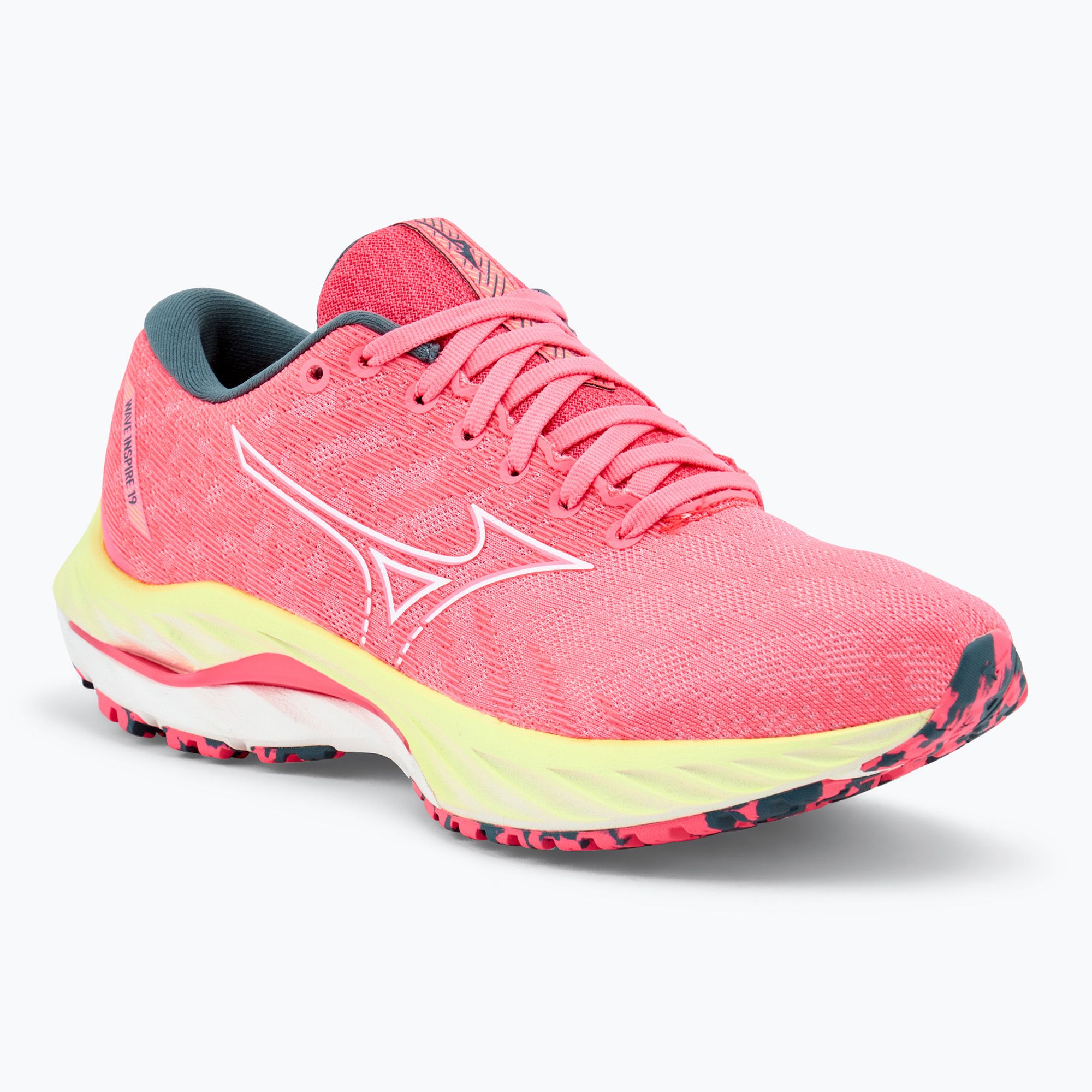 Buty do biegania damskie Mizuno Wave Inspire 19 hi vis pink/ snow white/ luminous 