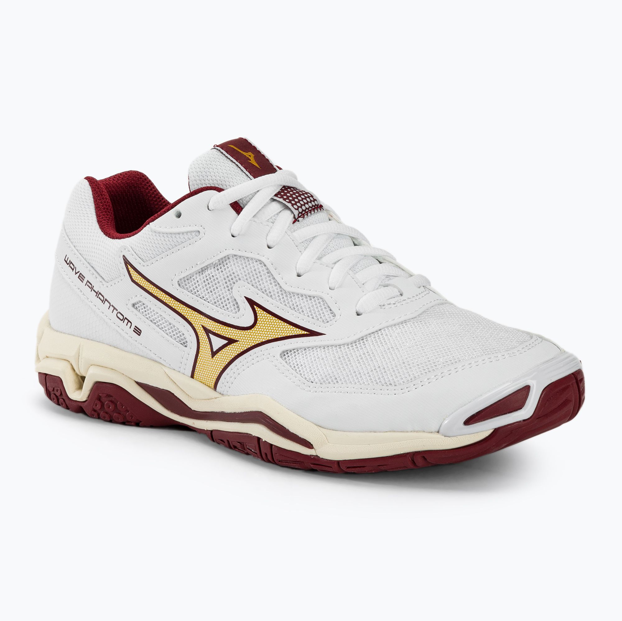 Buty do piłki ręcznej damskie Mizuno Wave Phantom 3 white/cabernet/mp gold 