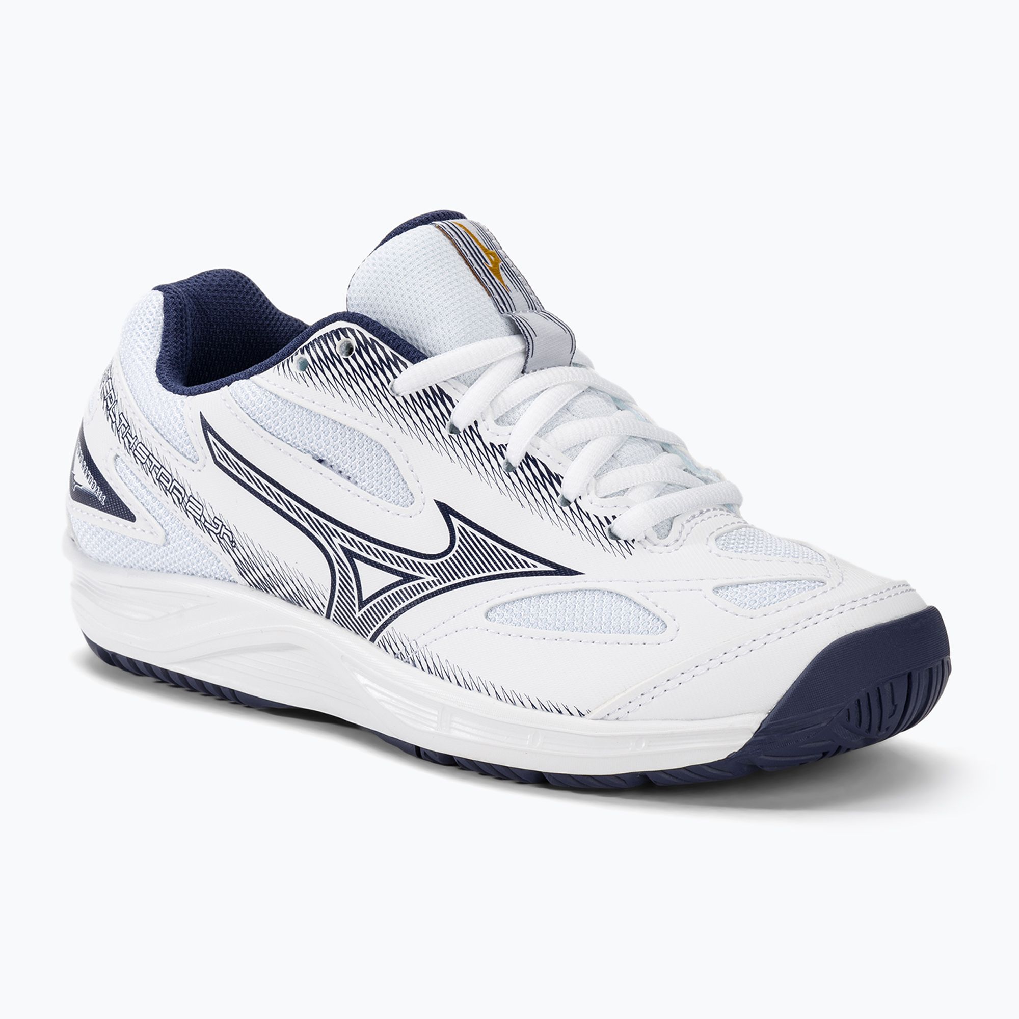 Buty do piłki ręcznej dziecięce Mizuno Stealth Star 2 Jr white/blueribbon/mpgold 