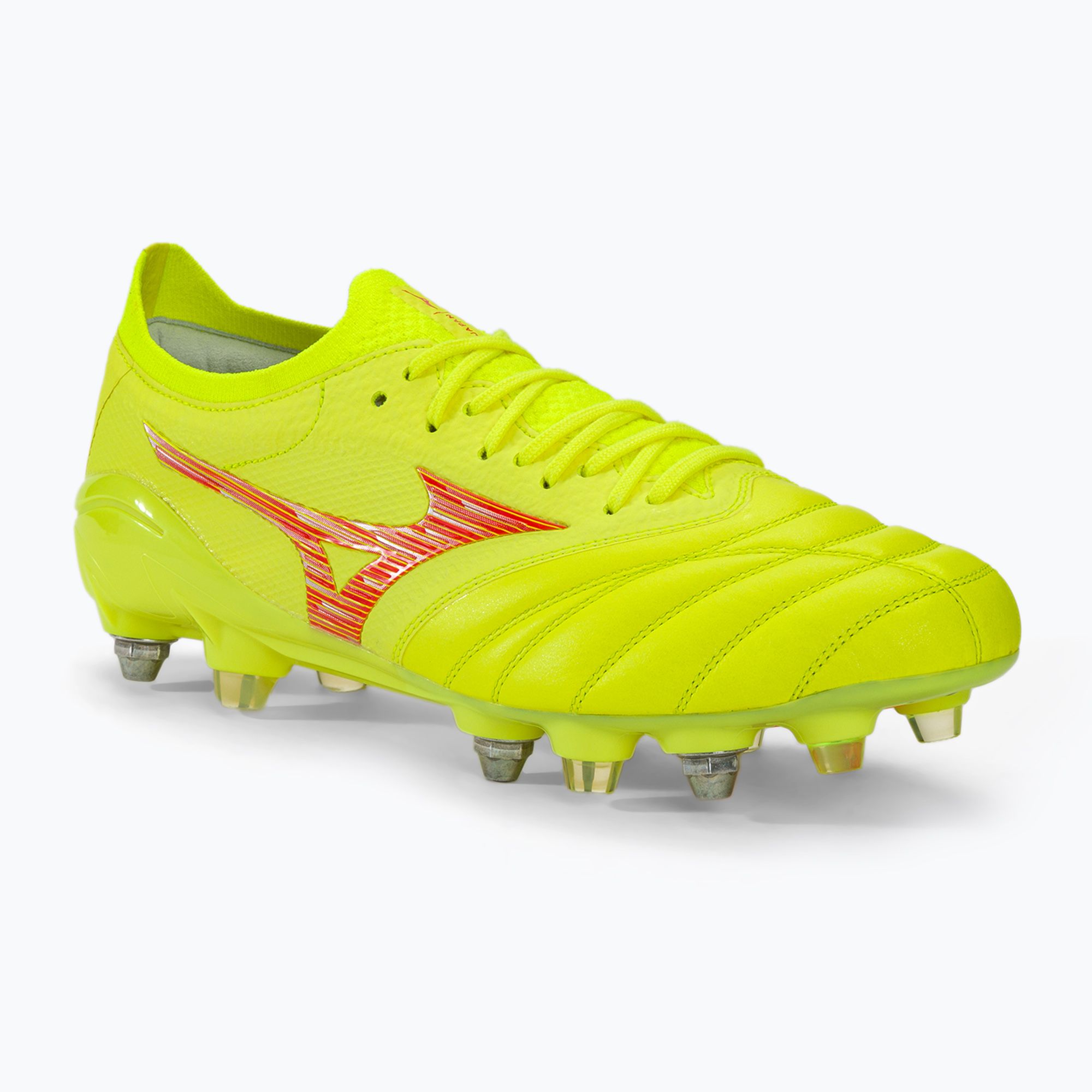 Buty piłkarskie męskie Mizuno Morelia Neo IV Β Japan Mix safety yellow/flery coral 2/safety yellow