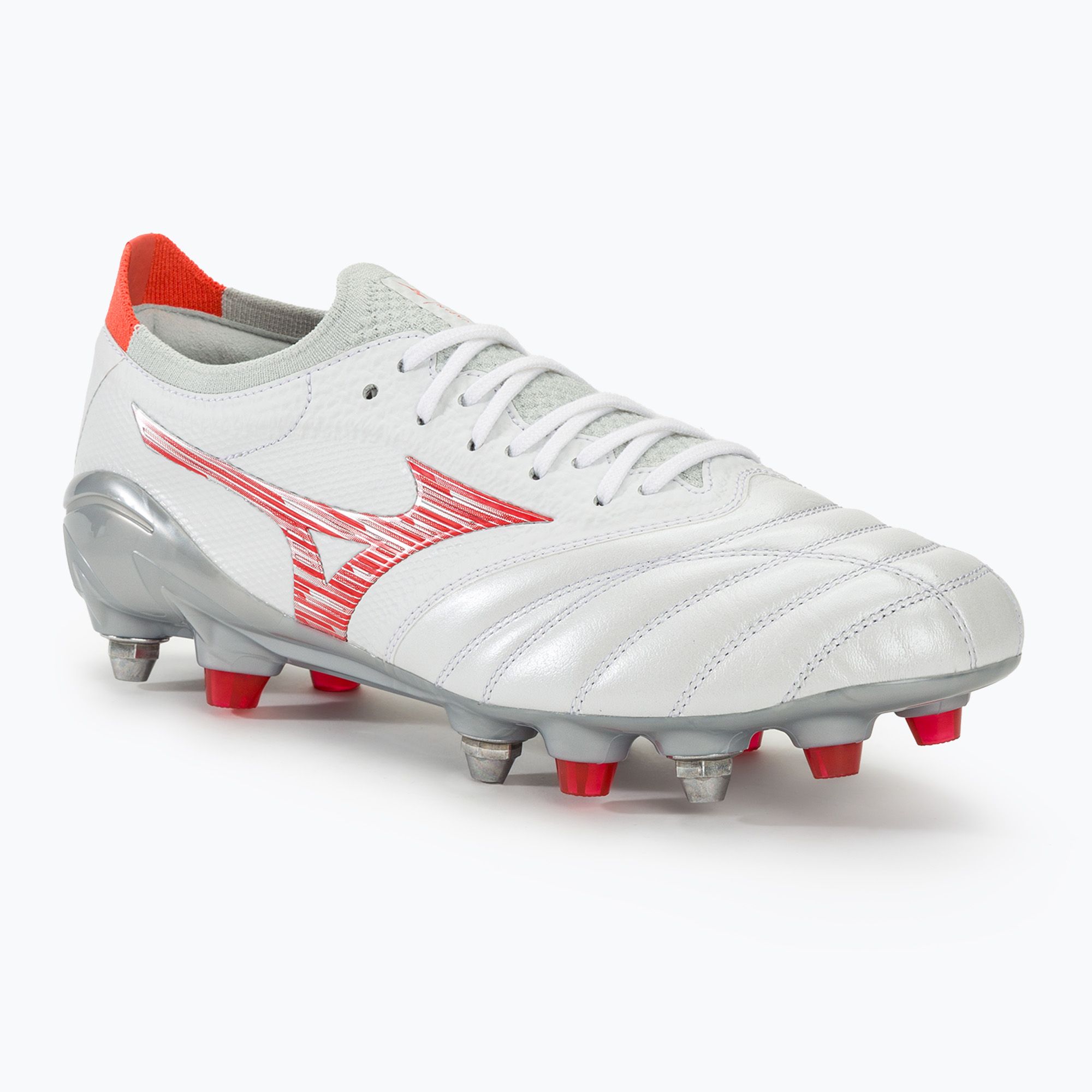 Buty piłkarskie męskie Mizuno Morelia Neo IV Β Japan Mix white/radiant red/hot coral 