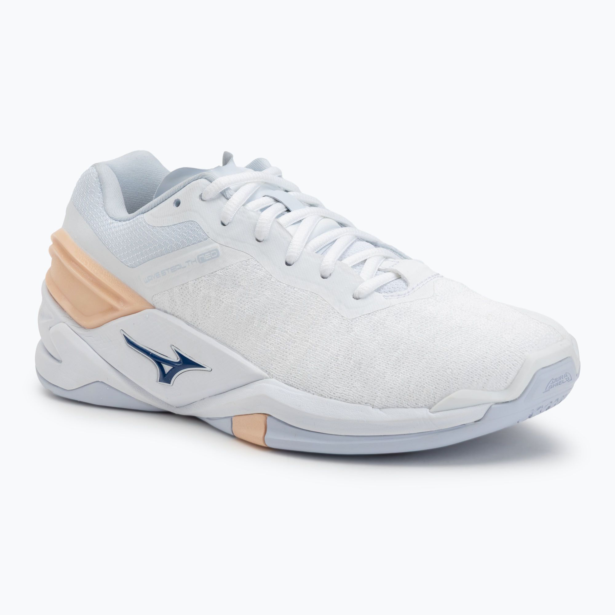 Buty do piłki ręcznej damskie Mizuno Wave Stealth Neo white/navy peony/peach parfait 