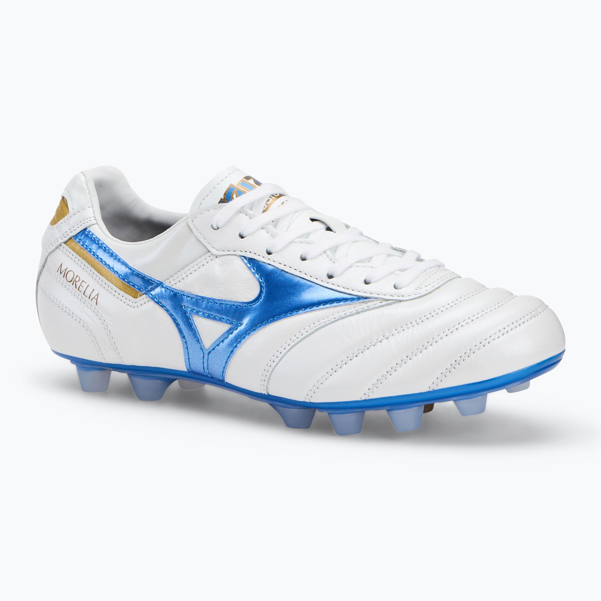 Buty piłkarskie męskie Mizuno Morelia II Japan Md white/laser blue/gold 