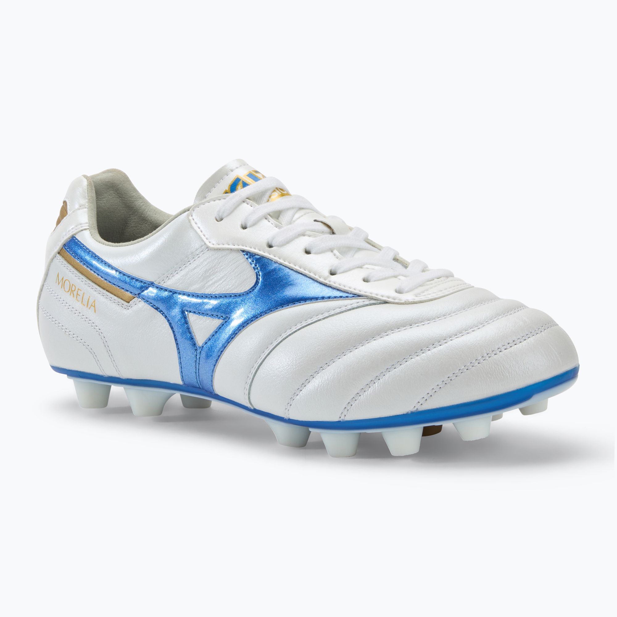 Buty piłkarskie męskie Mizuno Morelia II Elite Md white/laser blue/gold 