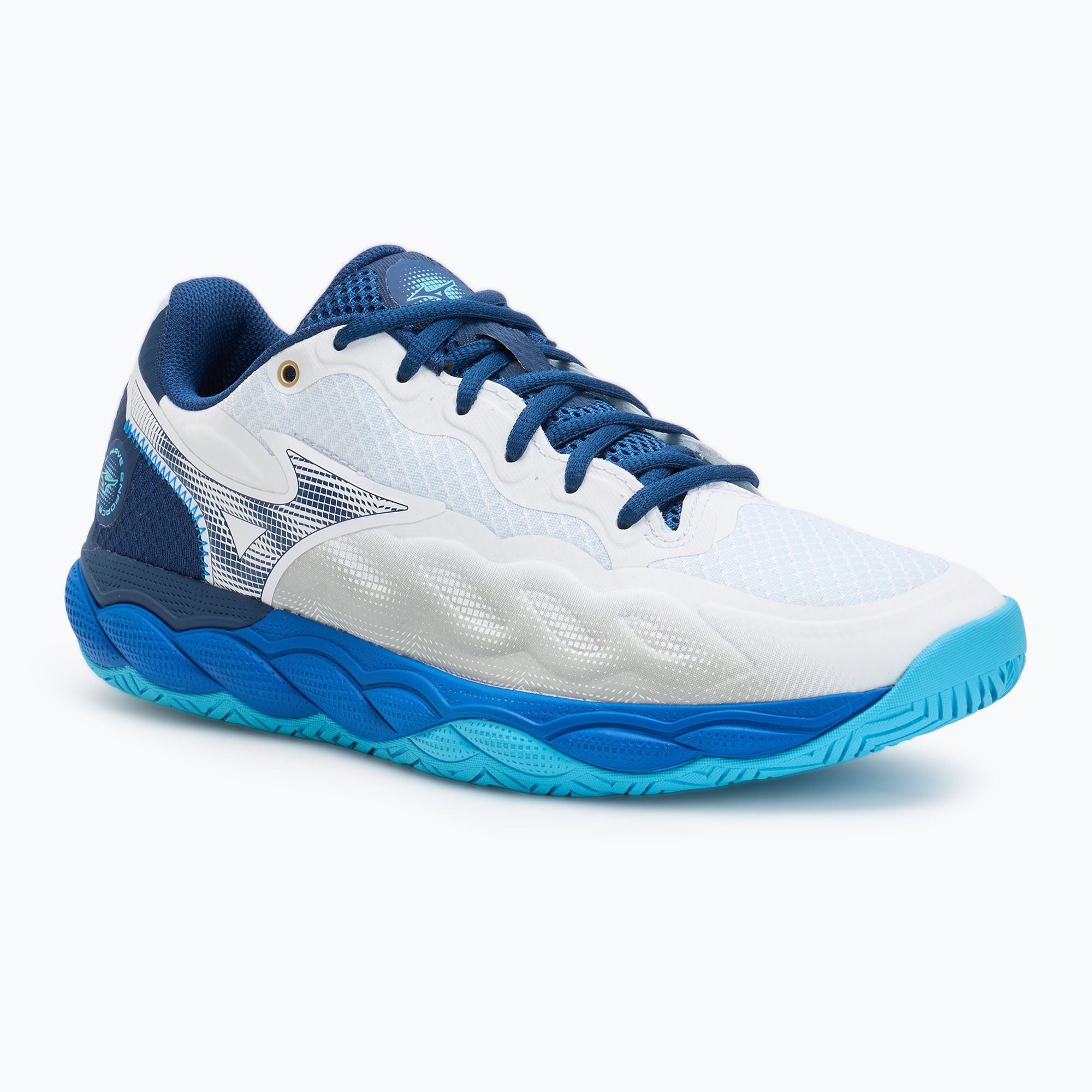 Buty do tenisa męskie Mizuno Wave Enforce Court AC white/ estate blue/ river blue 
