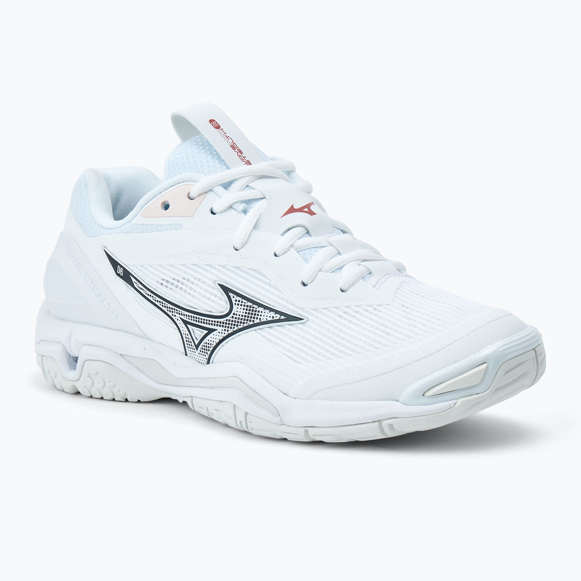 Buty do piłki ręcznej damskie Mizuno Wave Stealth 6 white/aleutian/cloud pink 