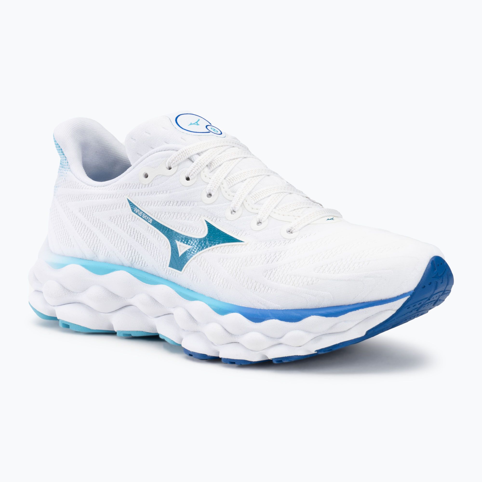 Buty do biegania damskie Mizuno Wave Sky 8 white/laser blue/mugen blue 