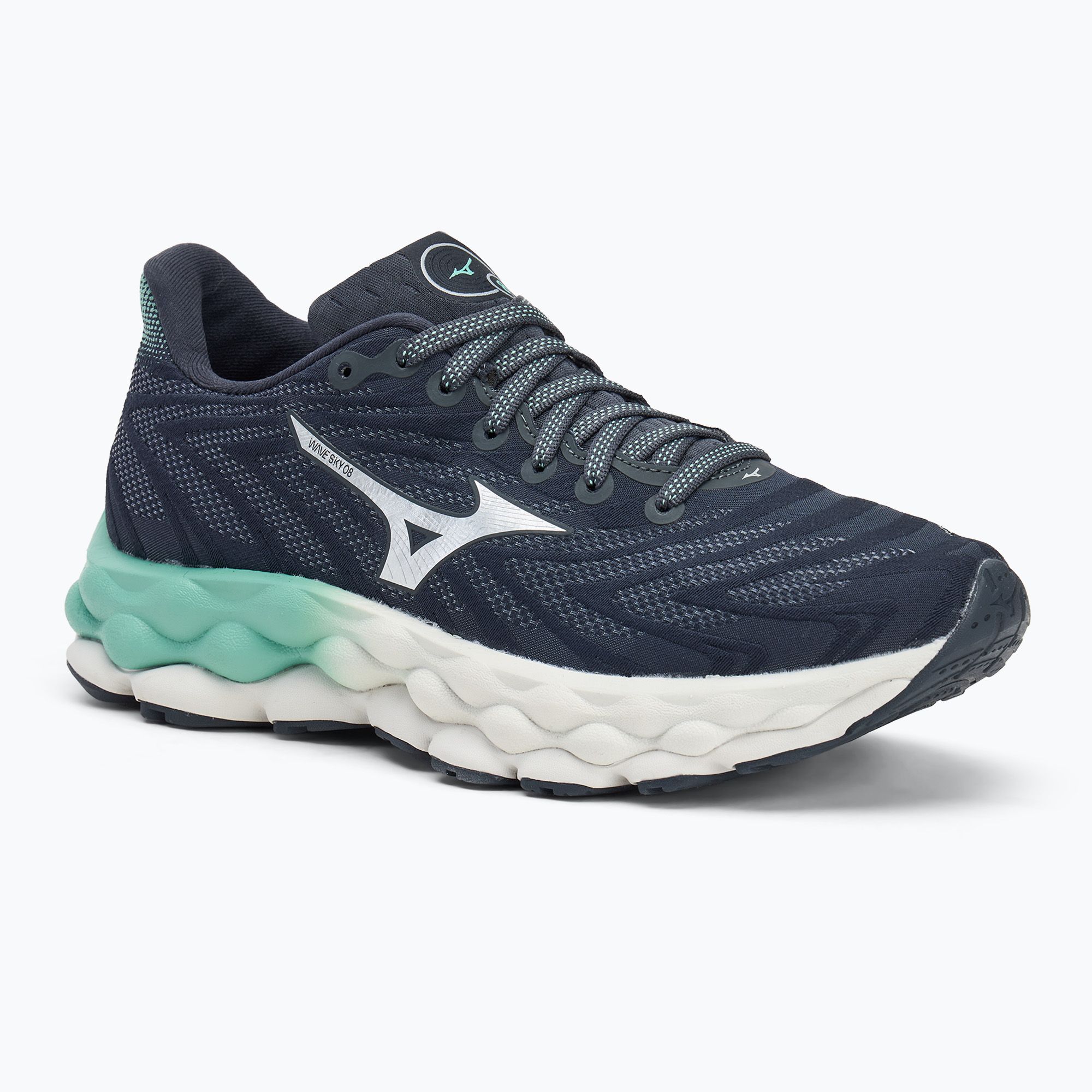 Buty do biegania damskie Mizuno Wave Sky 8 india ink/neo silver/dusty jade green 