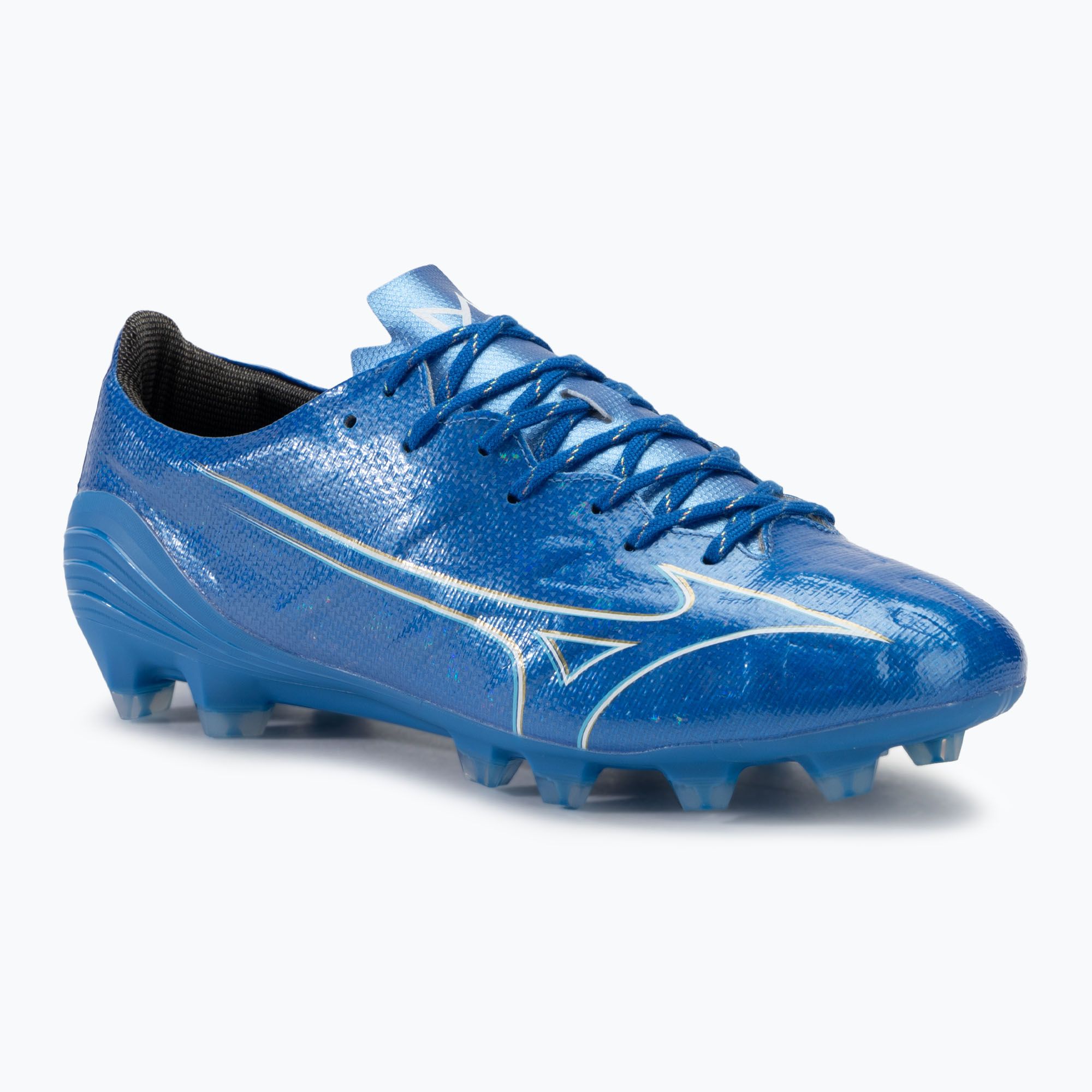 Buty piłkarskie męskie Mizuno α Pro FG white/laser blue/gold 
