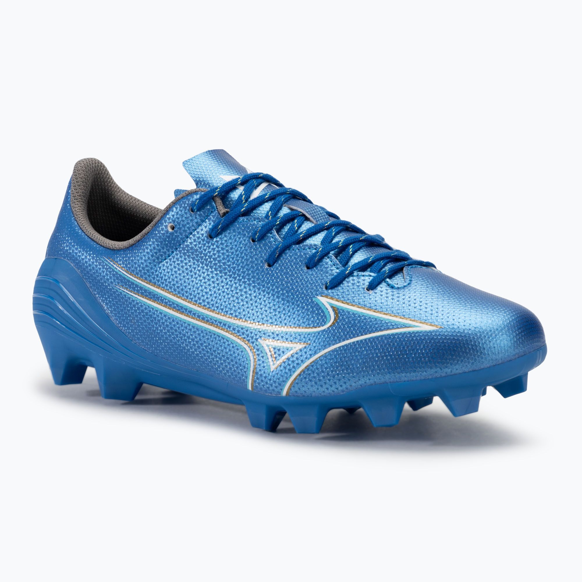 Buty piłkarskie męskie Mizuno α Select FG white/laser blue/gold 
