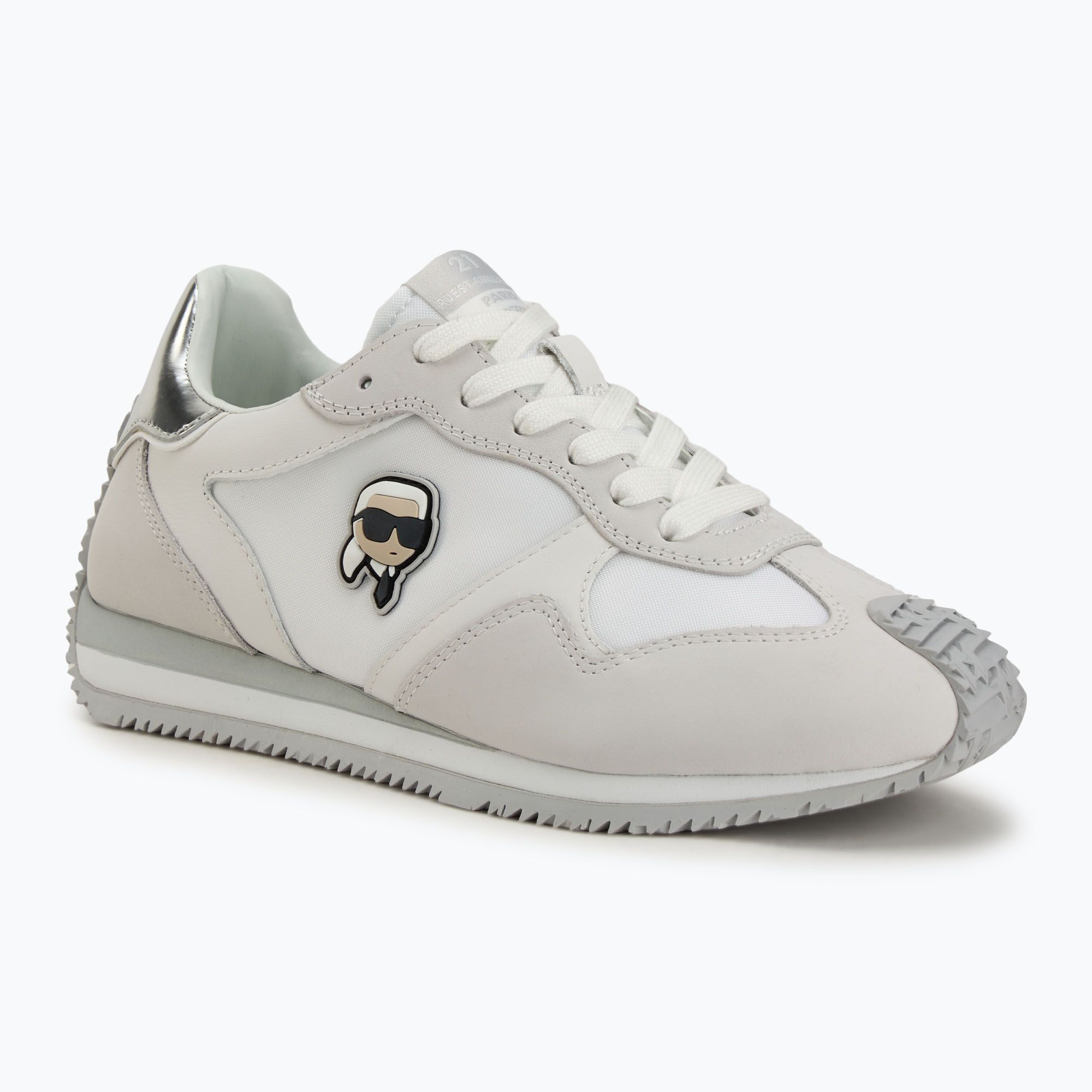 Buty damskie KARL LAGERFELD Velocette Embro Nft white leather/textile w/silver 