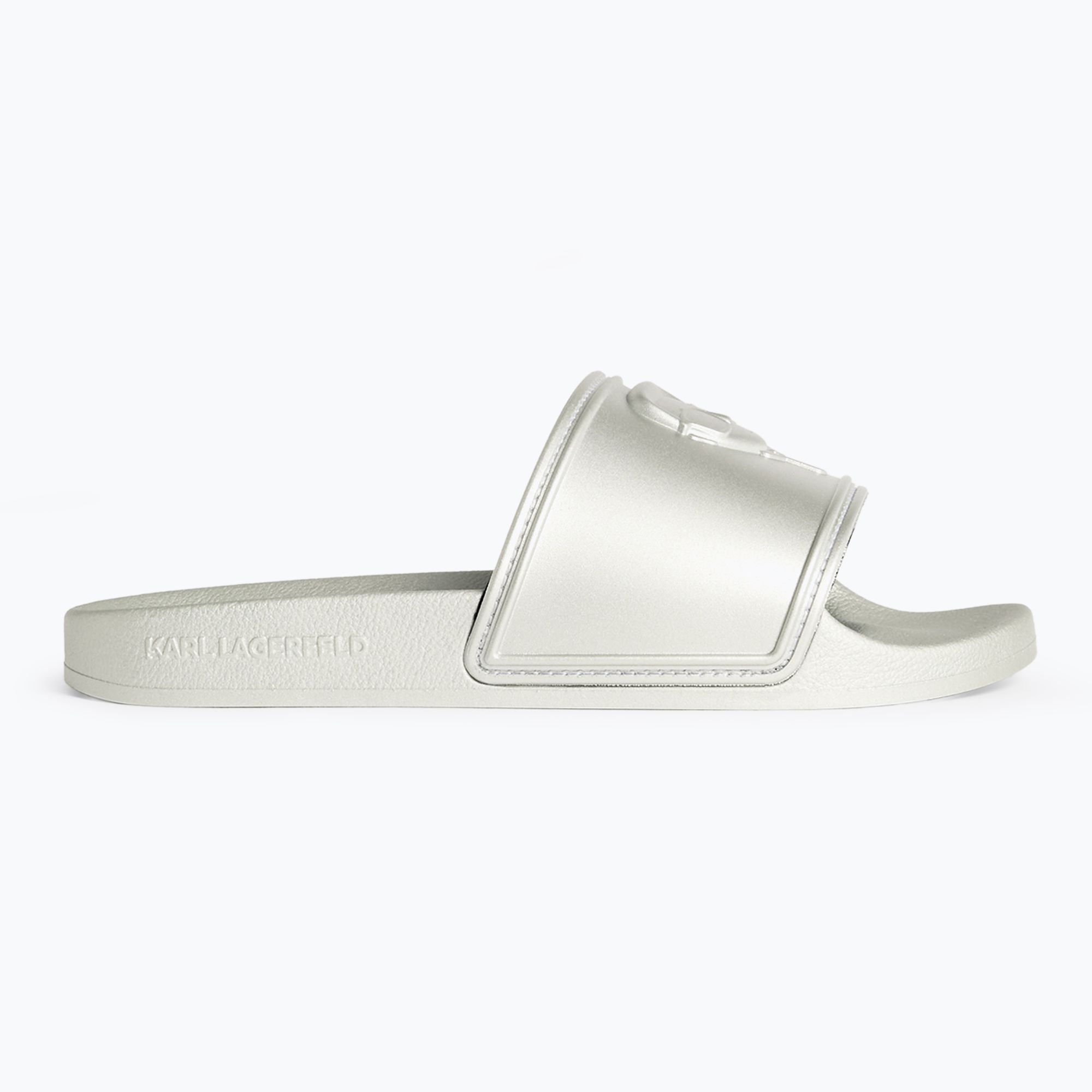 Klapki damskie KARL LAGERFELD Kondo 2.0 NFT Relief silver rubber 