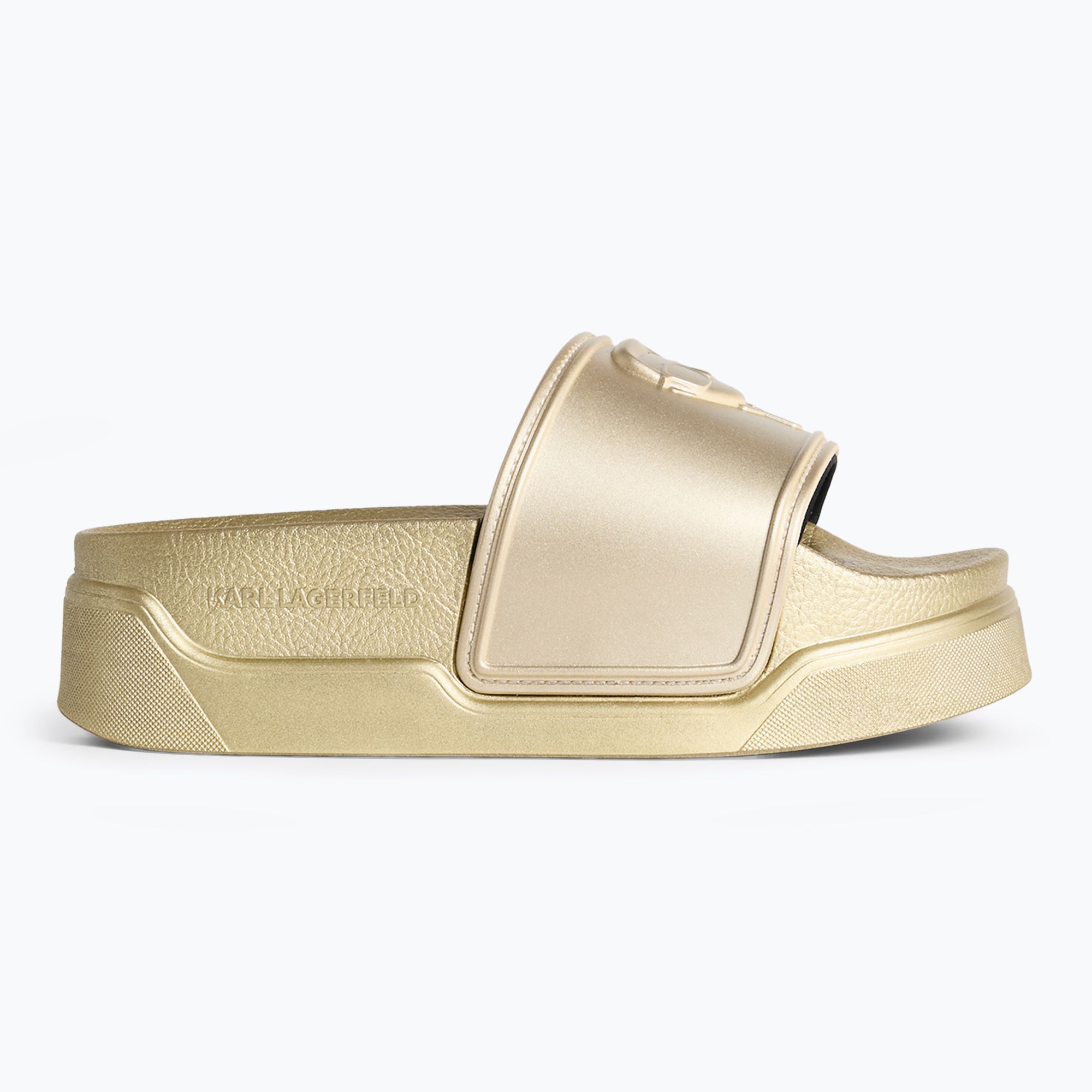 Klapki damskie KARL LAGERFELD Kondominium Nft Relief gold rubber 