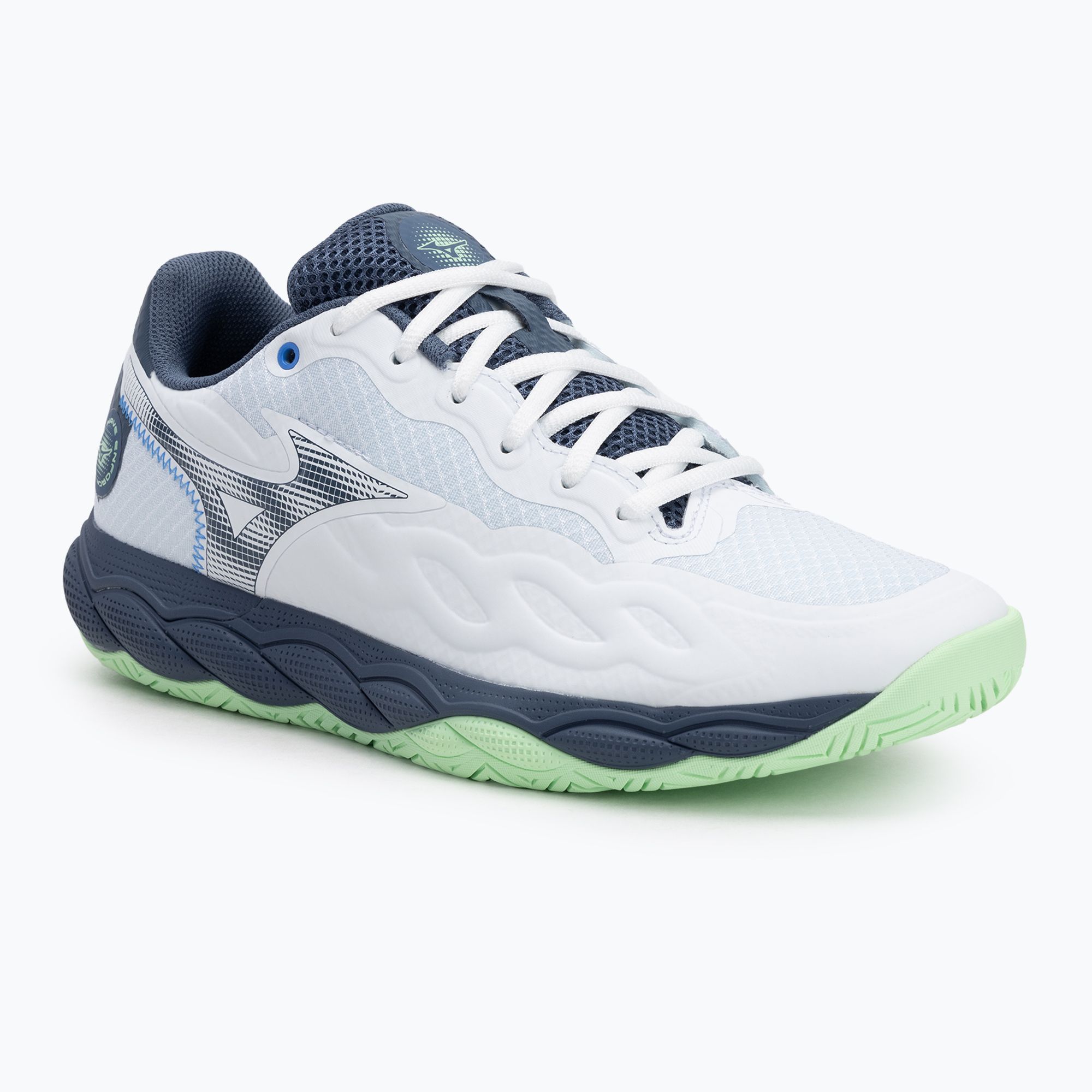 Buty do tenisa męskie Mizuno Wave Enforce Court AC white/ vintage indigo/ neo mint 