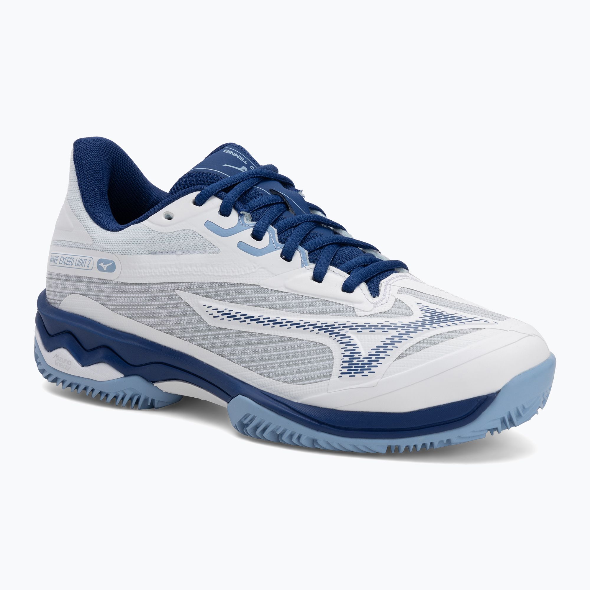 Buty do tenisa damskie Mizuno Wave Exceed Light 2 CC white/ bellwether blue/ bel air blue 
