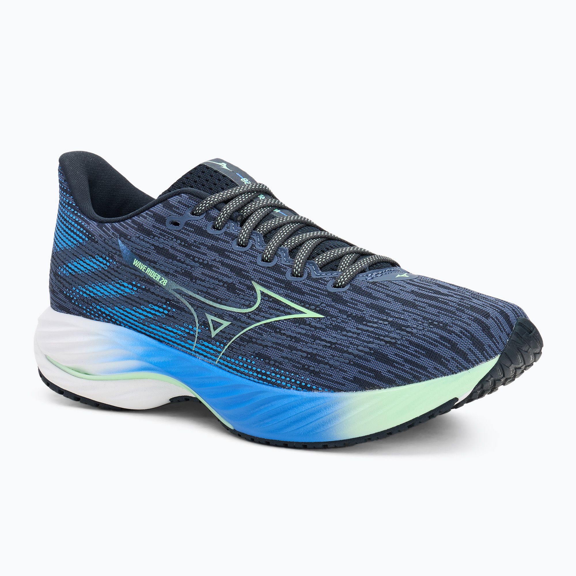 Buty do biegania męskie Mizuno Wave Rider 28 vintage indigo/neo mint/frontier blue 