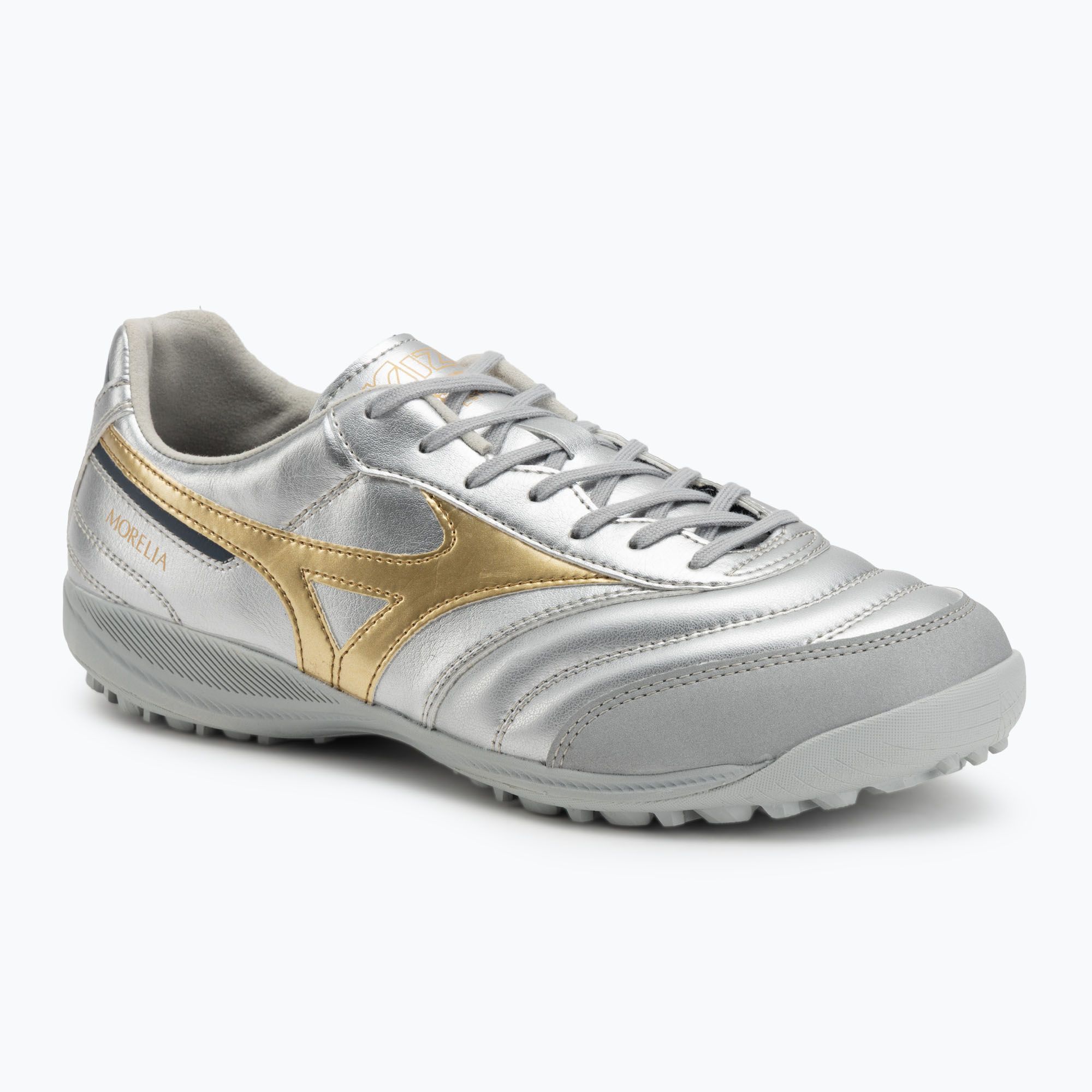 Buty piłkarskie męskie Mizuno Morelia Sala Pro TF galaxy silver/gold/gold 